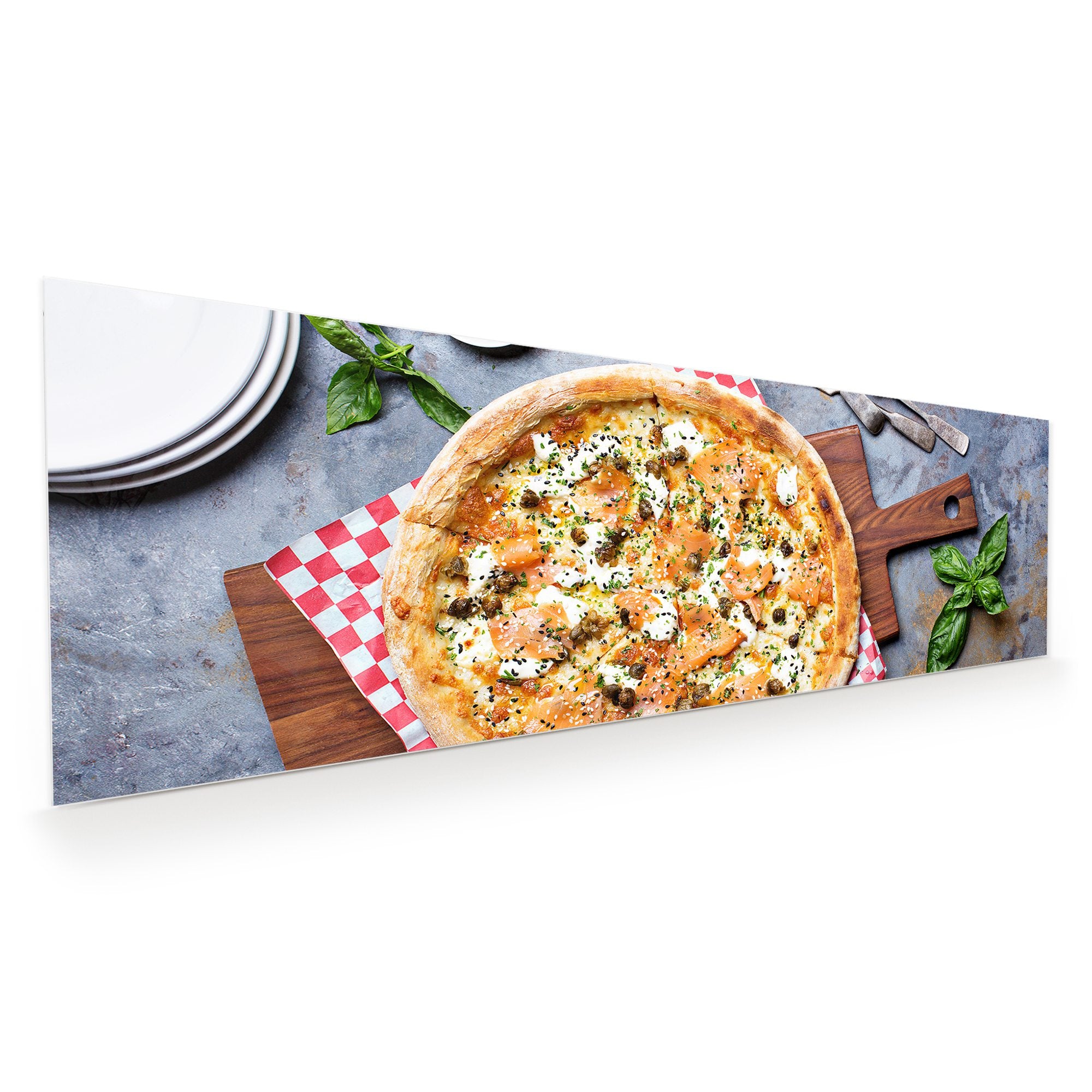 Wandbild - Pizza auf Holzbrett