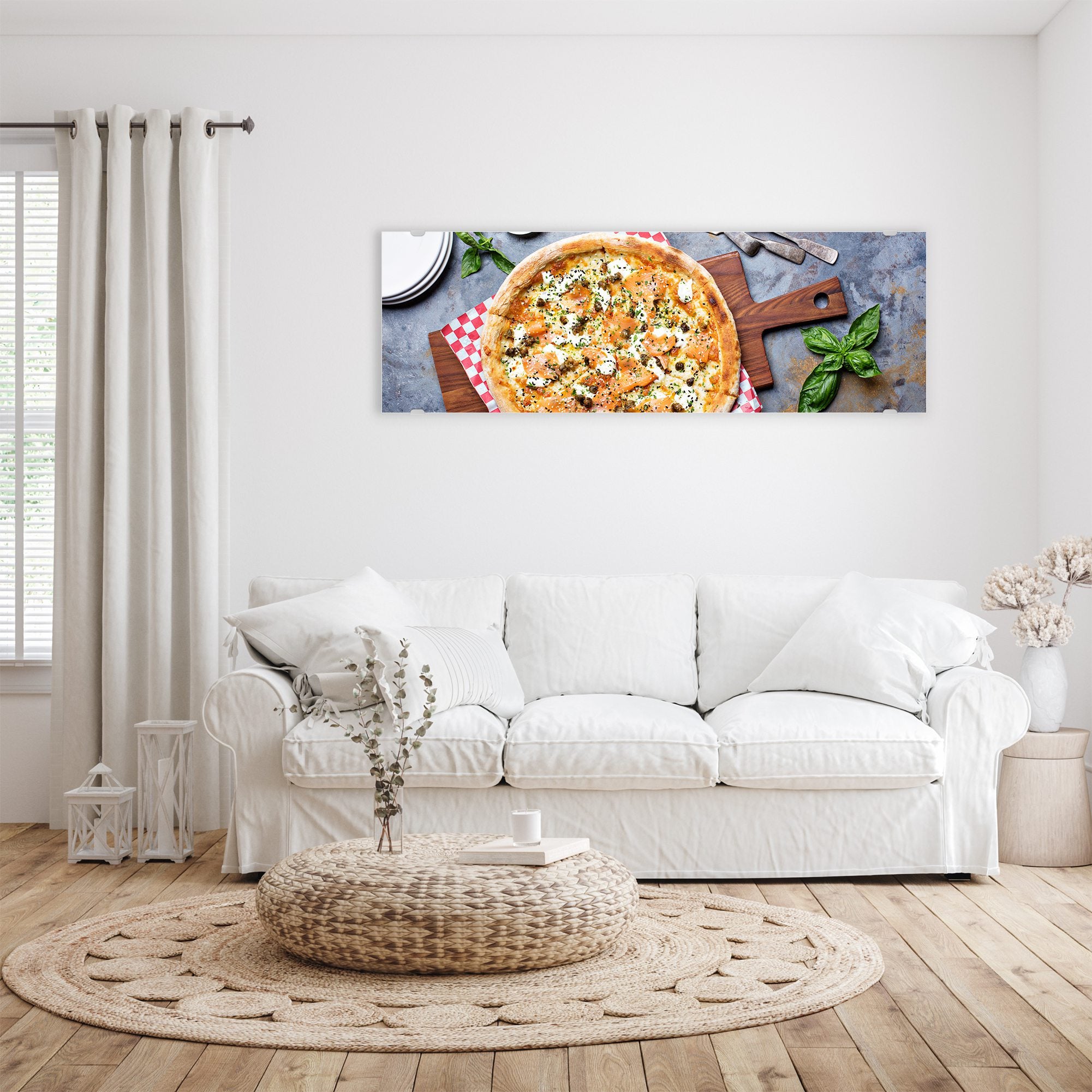 Wandbild - Pizza auf Holzbrett