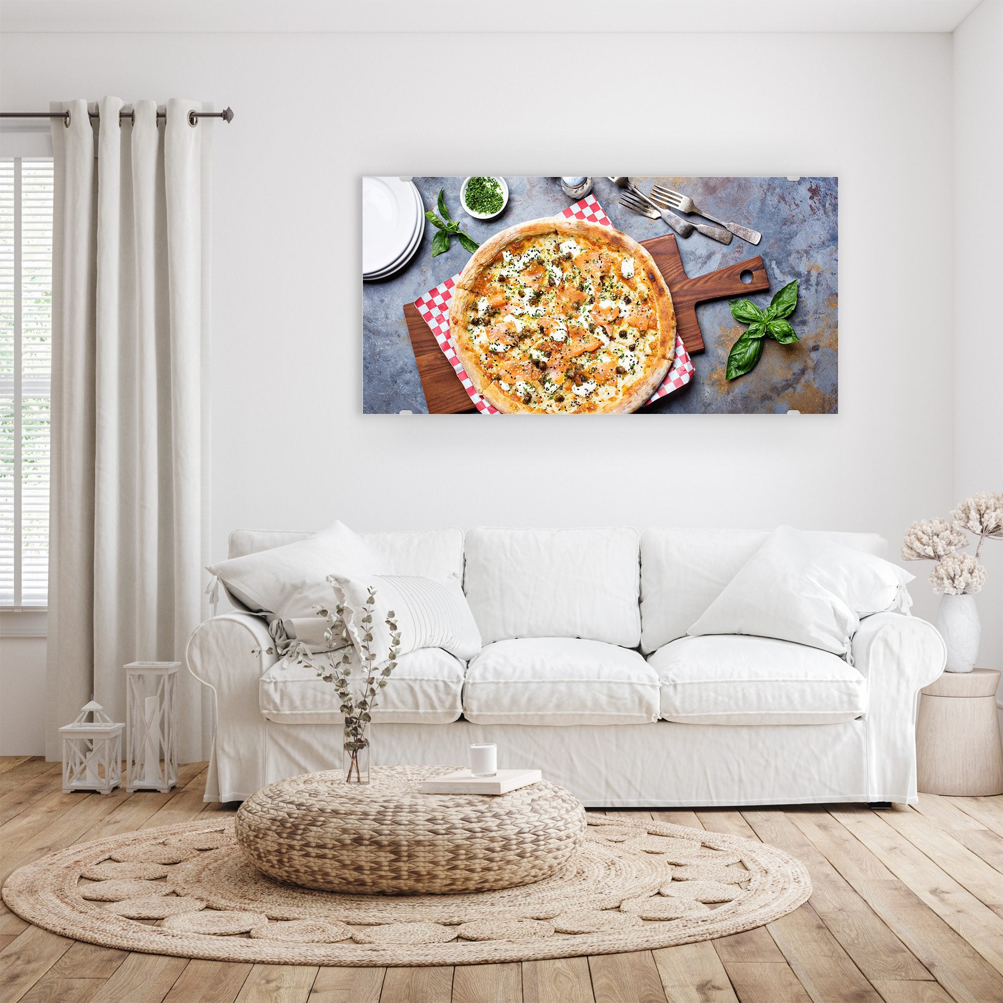 Wandbild - Pizza auf Holzbrett