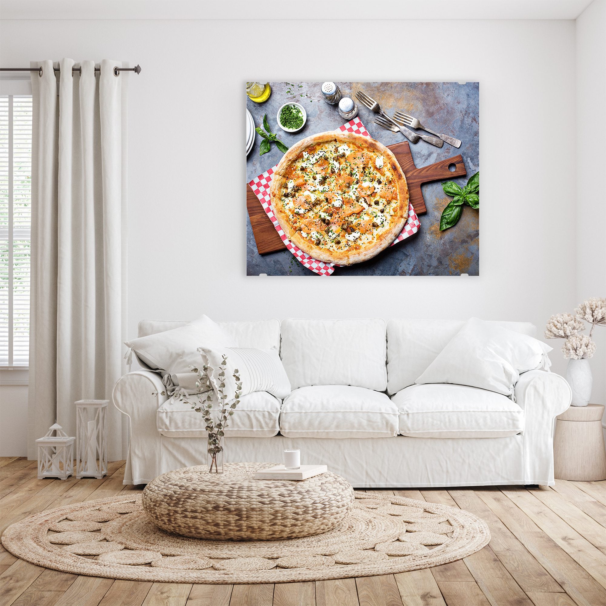 Wandbild - Pizza auf Holzbrett