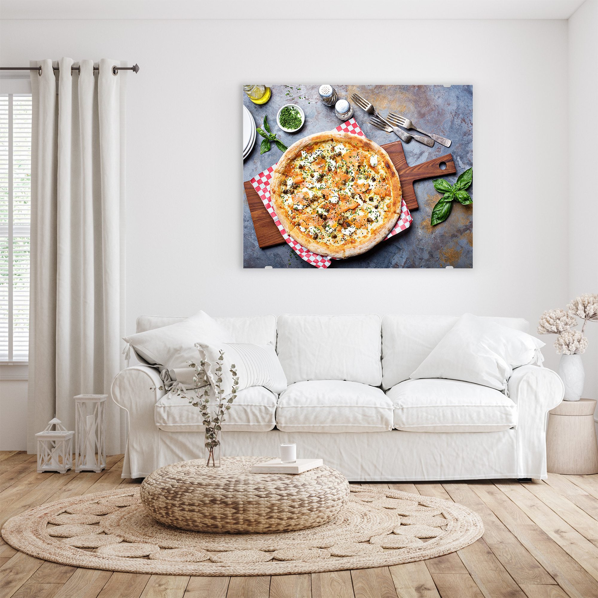 Wandbild - Pizza auf Holzbrett