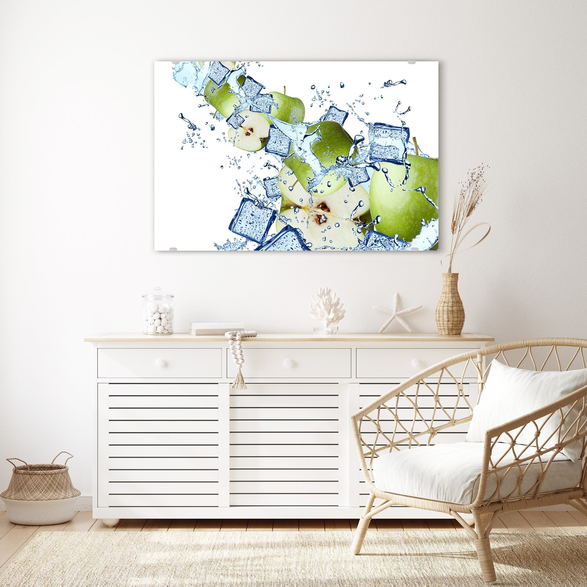 Wandbild - Äpfel und Eiswürfel