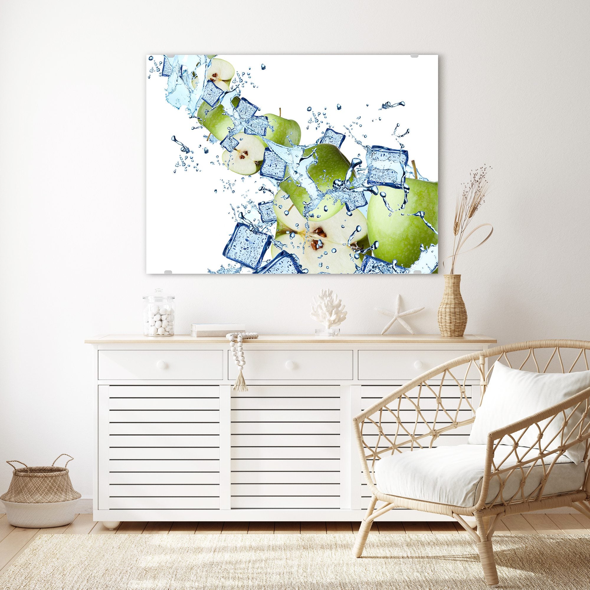 Wandbild - Äpfel und Eiswürfel