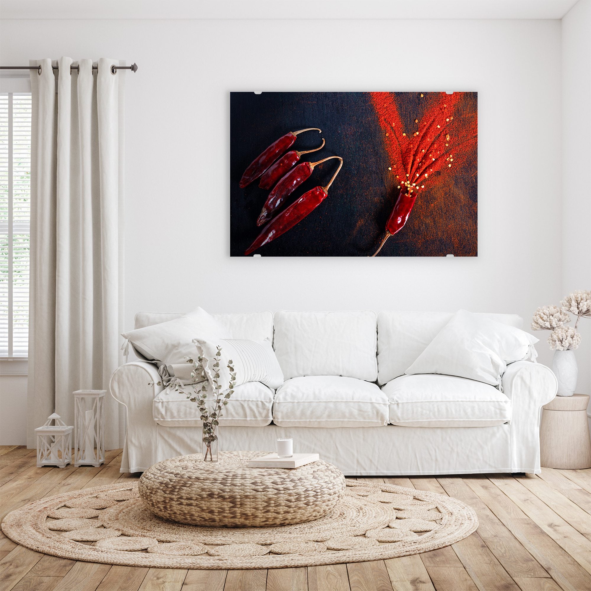 Wandbild - Chilipulver und Schoten