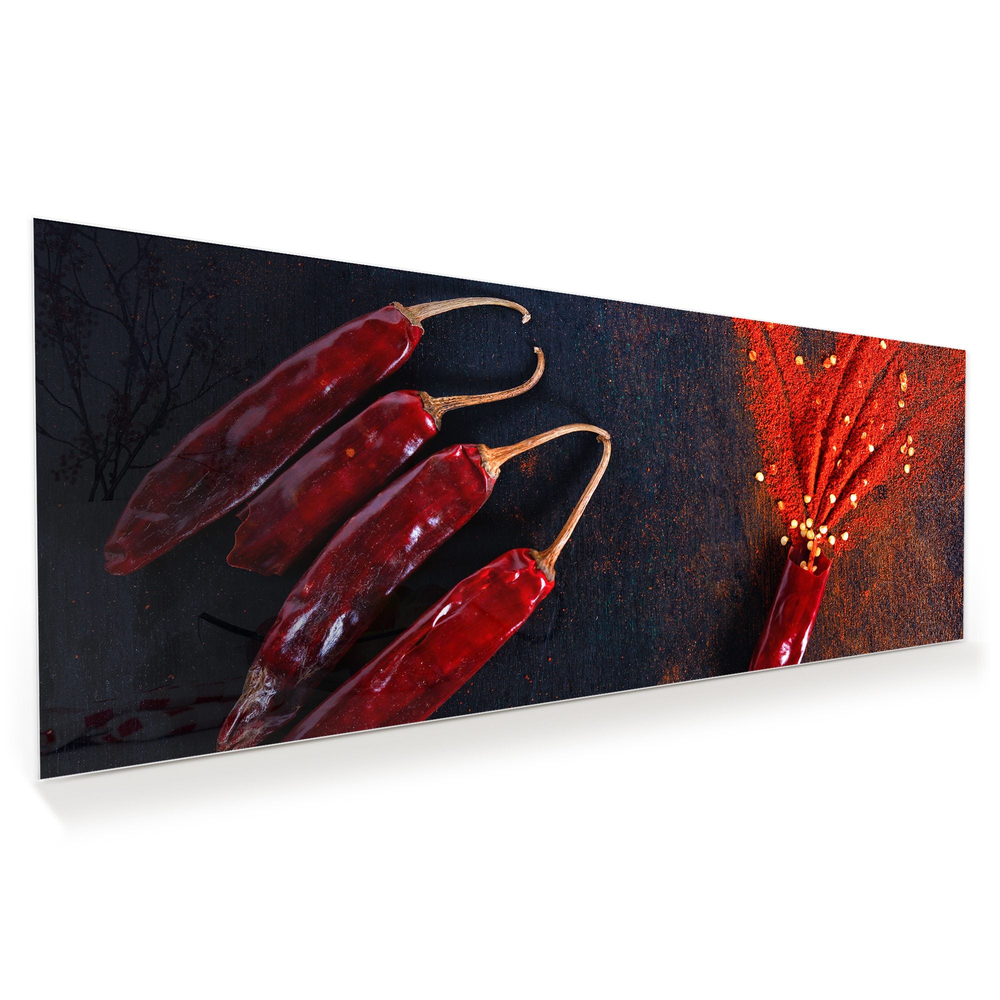 Wandbild - Chilipulver und Schoten