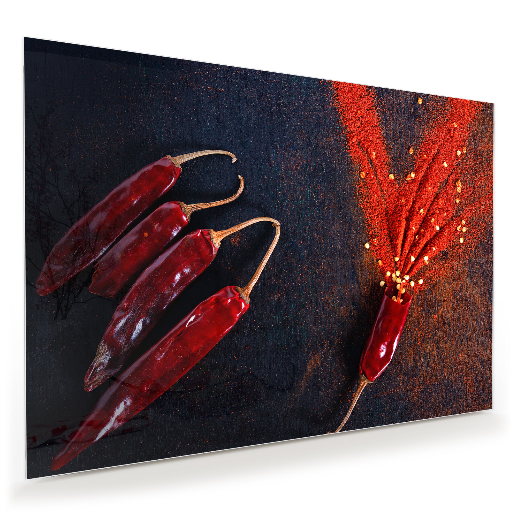 Wandbild - Chilipulver und Schoten