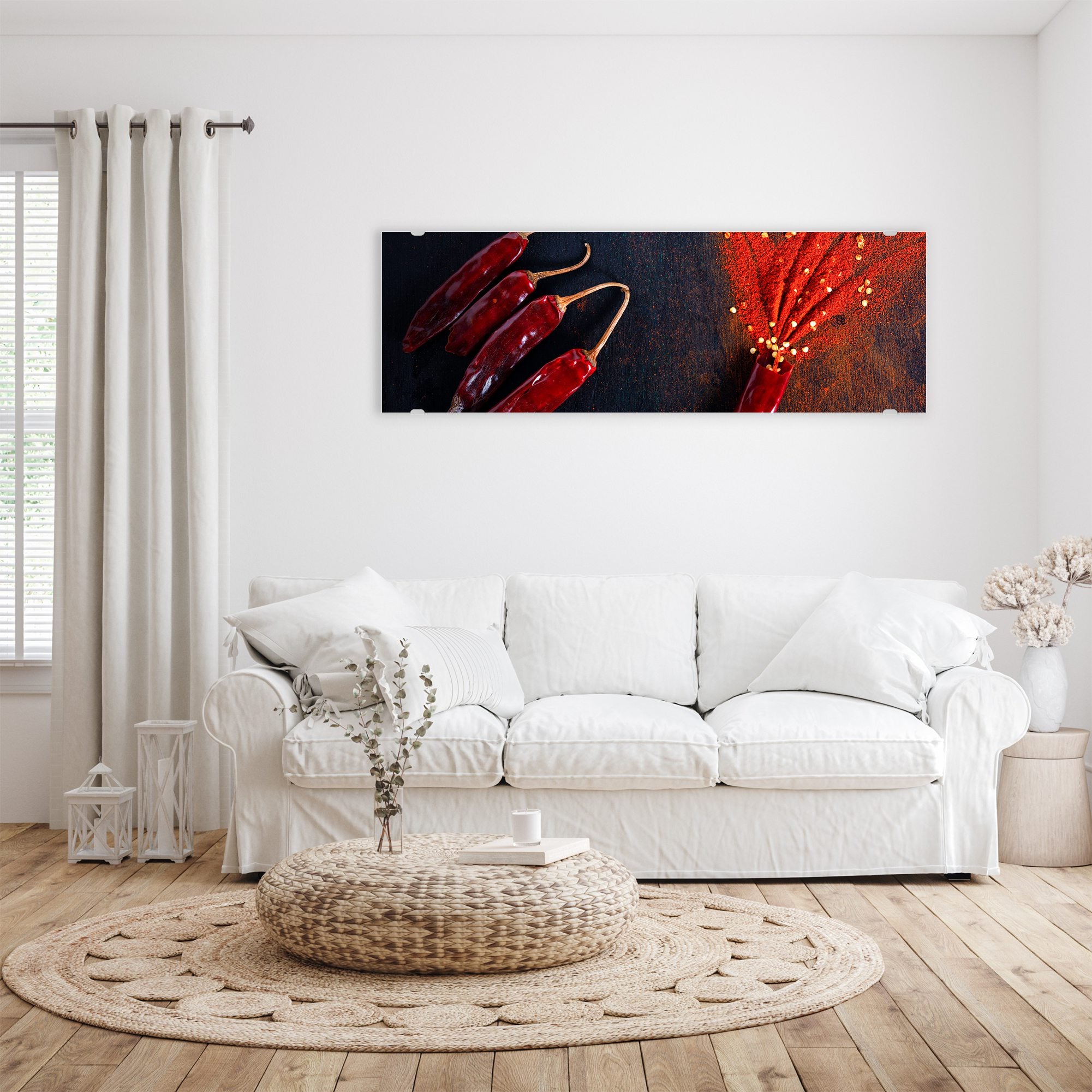 Wandbild - Chilipulver und Schoten