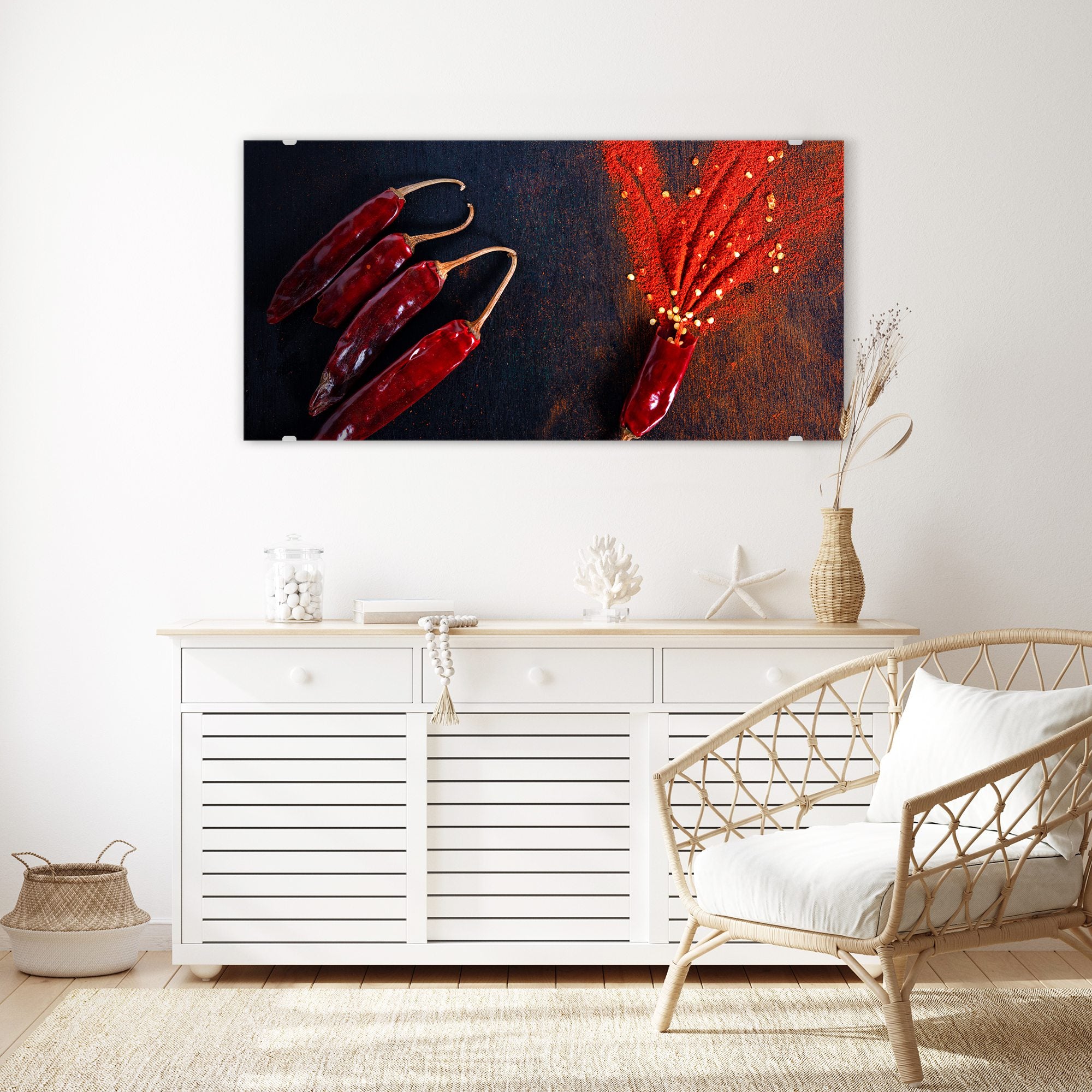 Wandbild - Chilipulver und Schoten