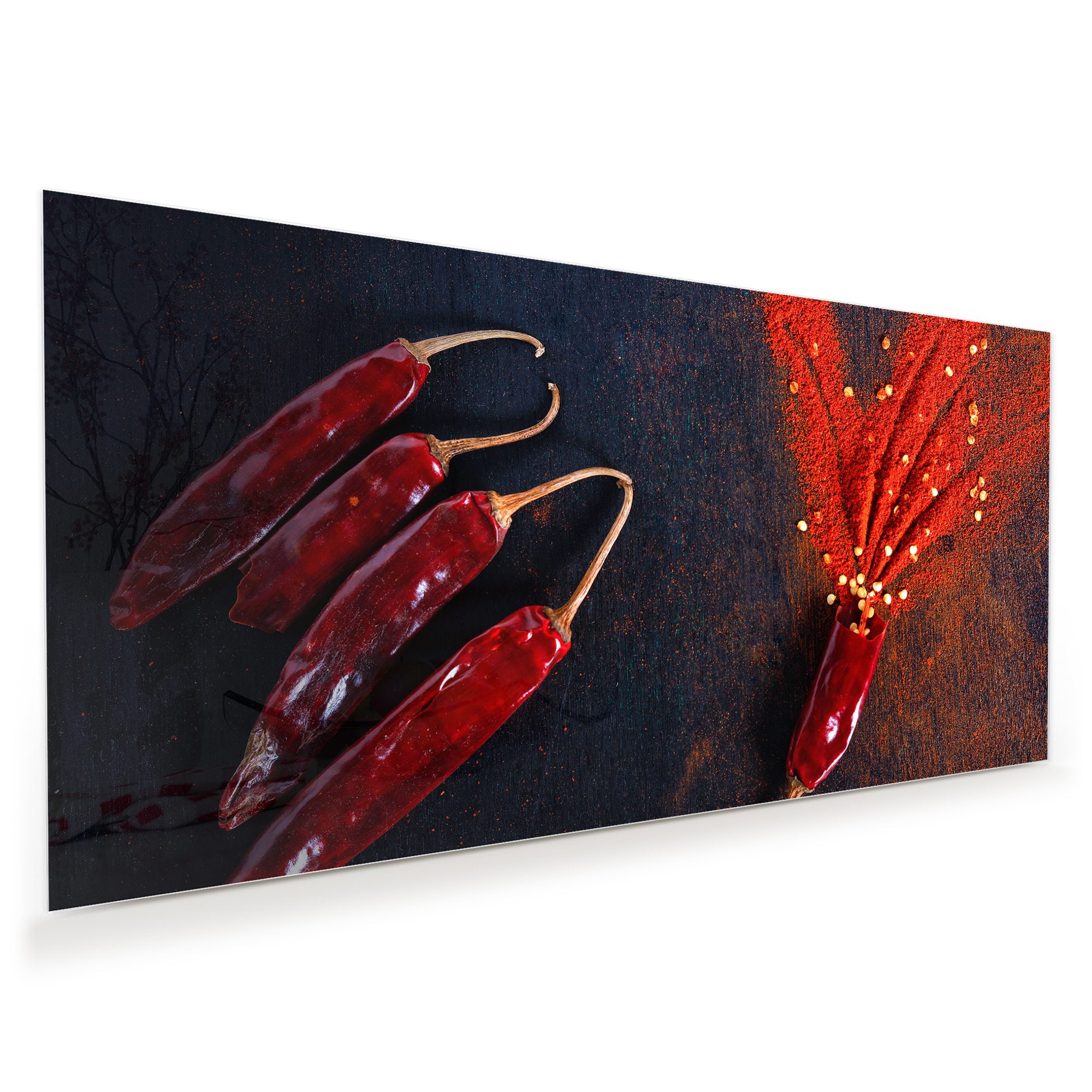 Wandbild - Chilipulver und Schoten
