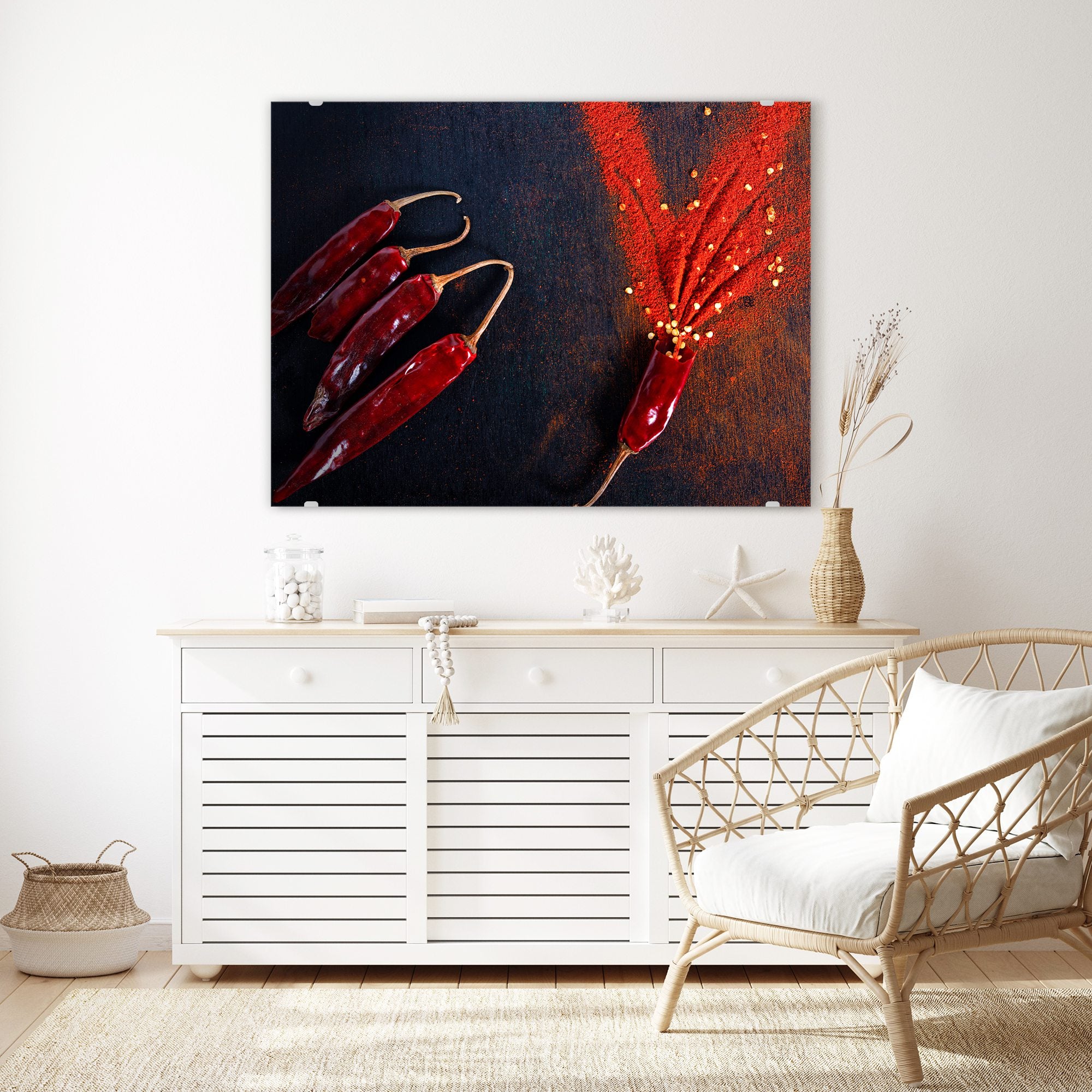 Wandbild - Chilipulver und Schoten