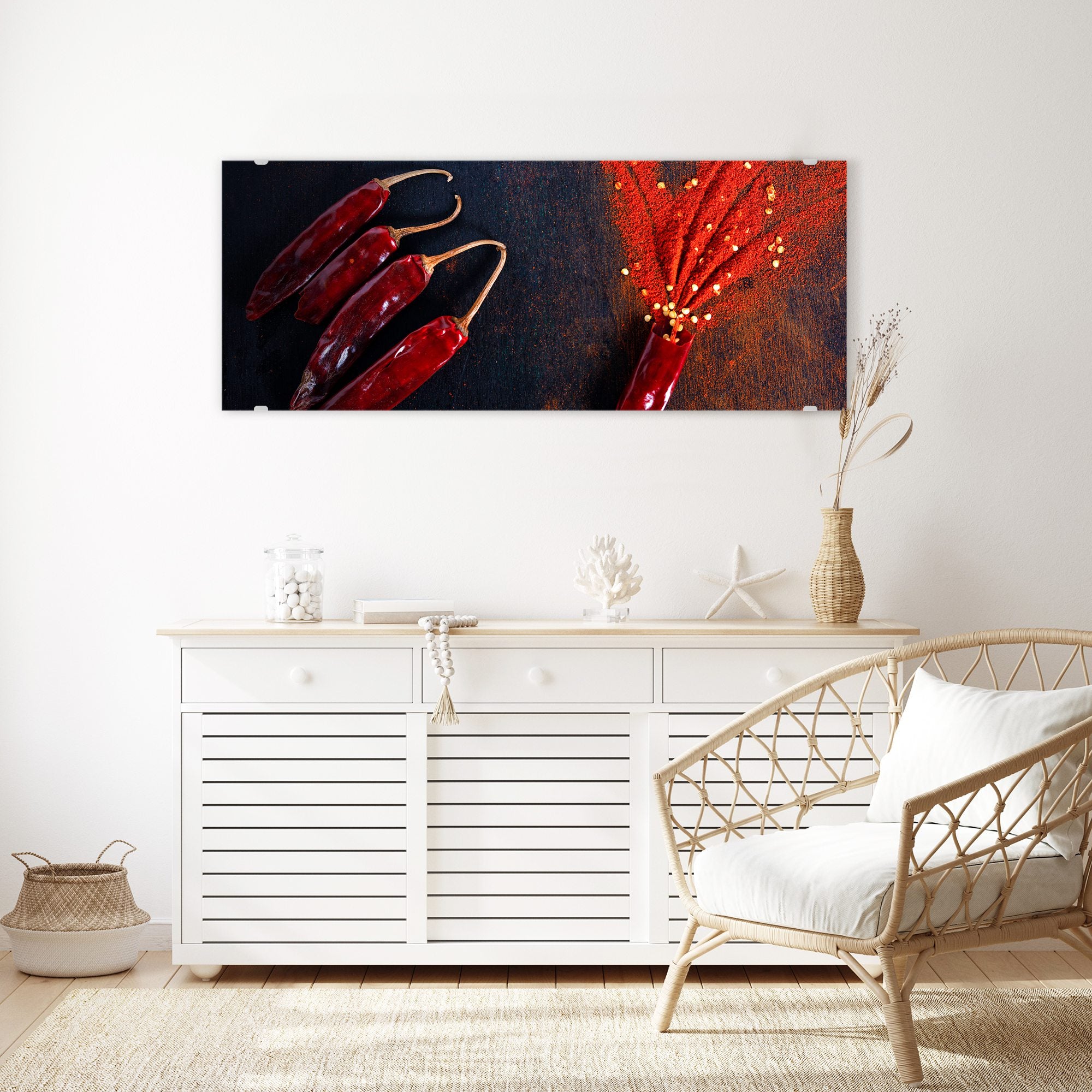 Wandbild - Chilipulver und Schoten