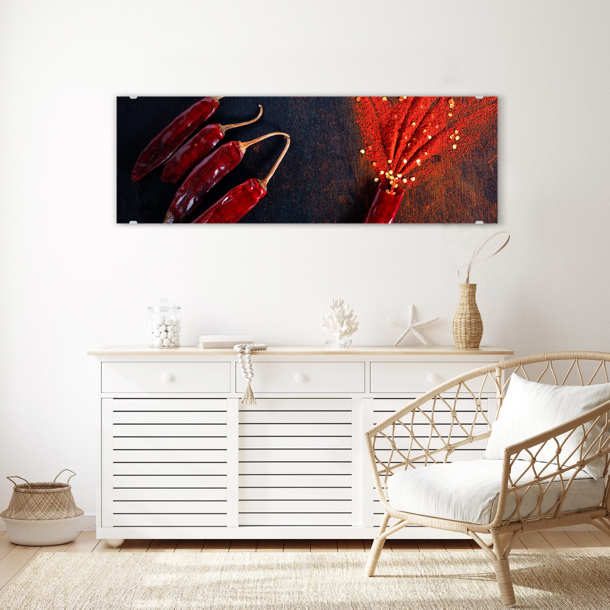 Wandbild - Chilipulver und Schoten