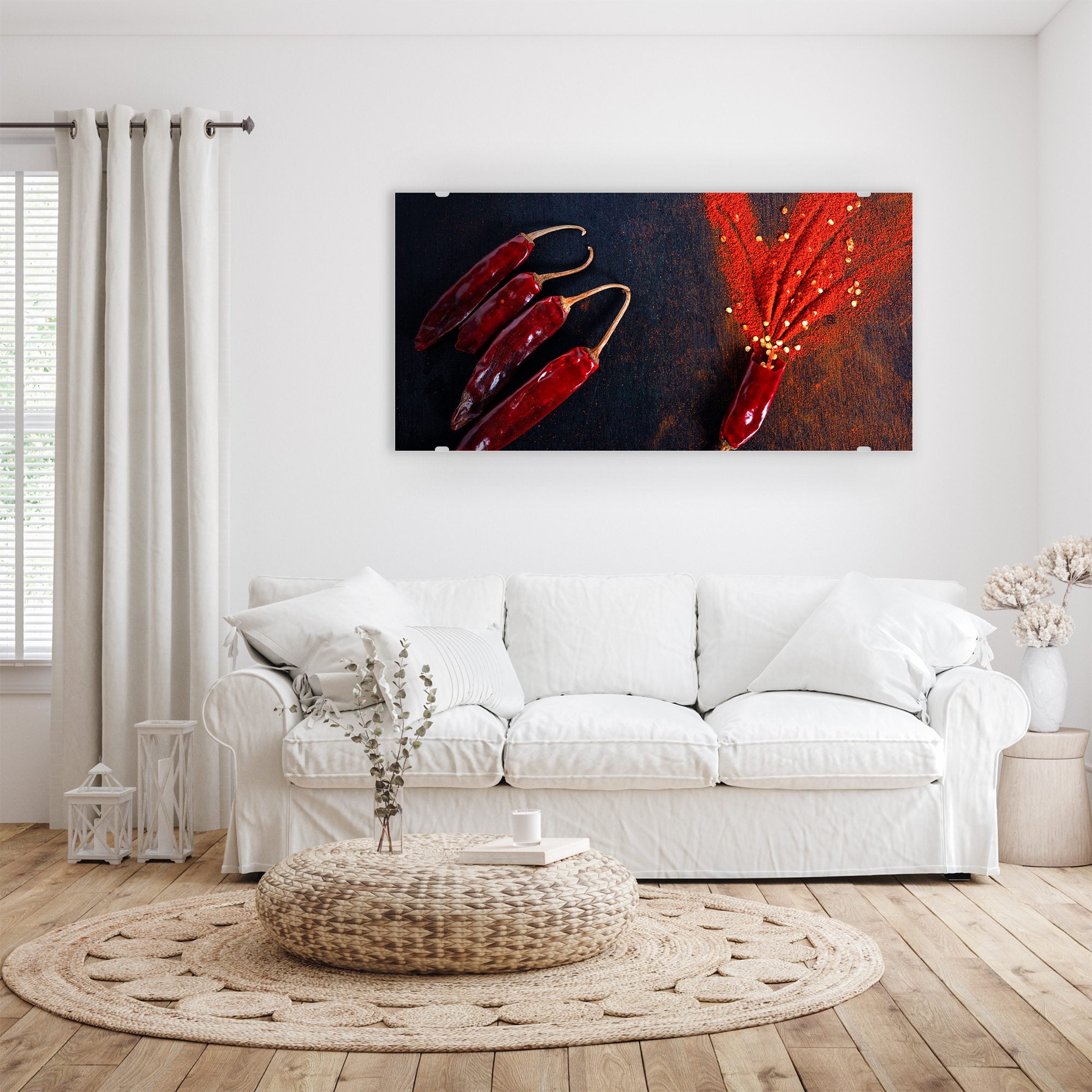 Wandbild - Chilipulver und Schoten