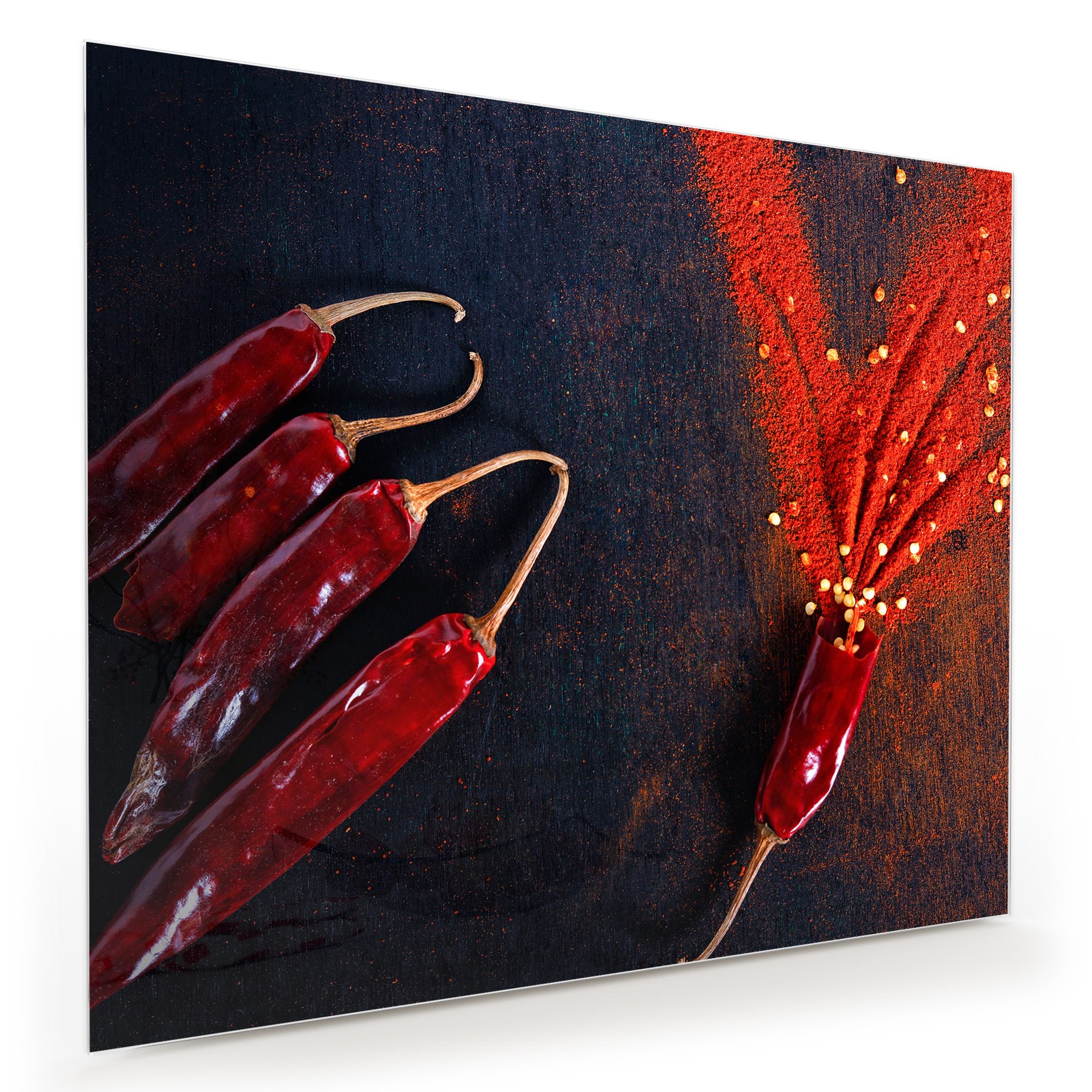 Wandbild - Chilipulver und Schoten
