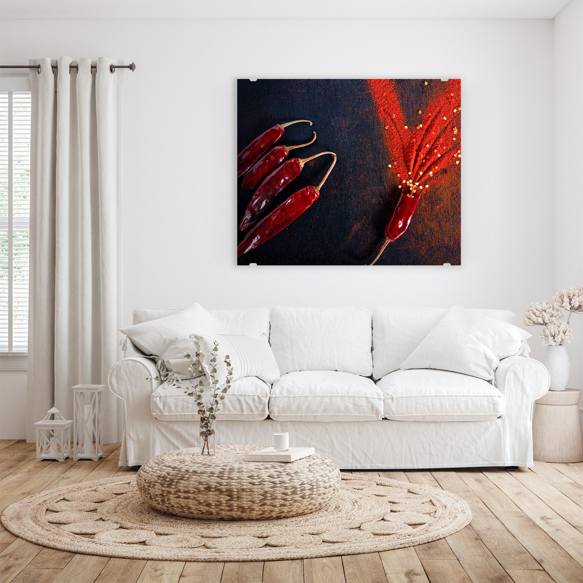 Wandbild - Chilipulver und Schoten