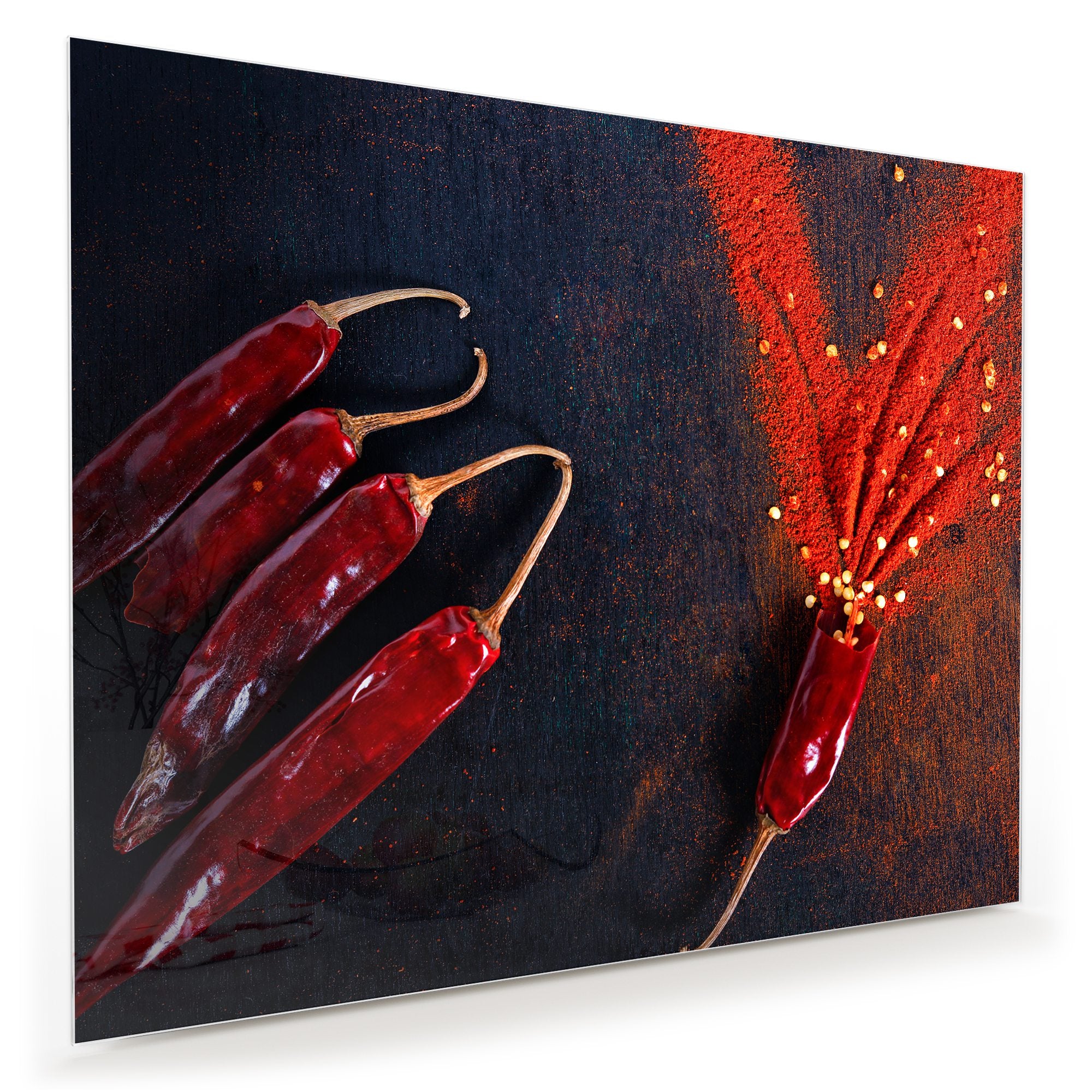 Wandbild - Chilipulver und Schoten