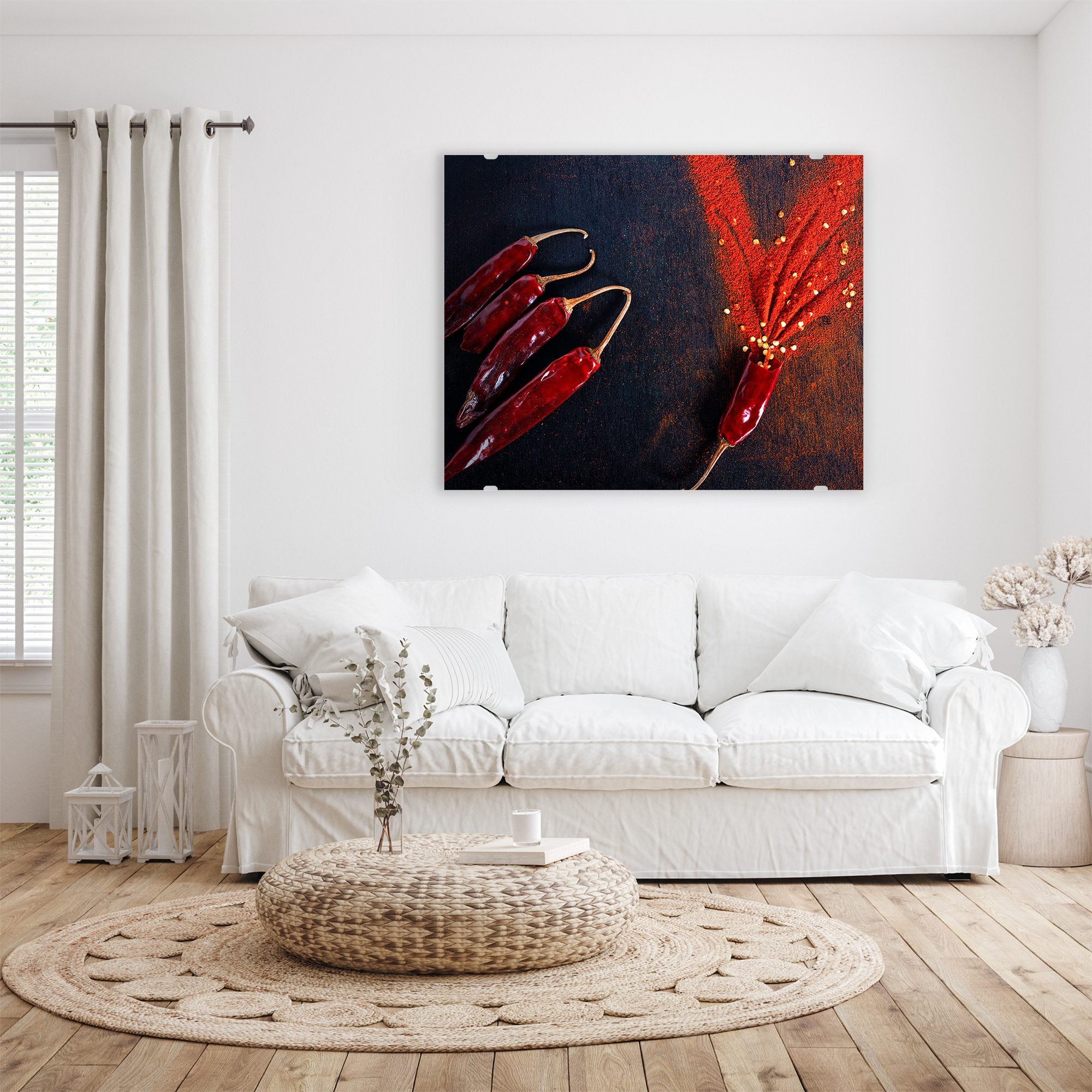 Wandbild - Chilipulver und Schoten