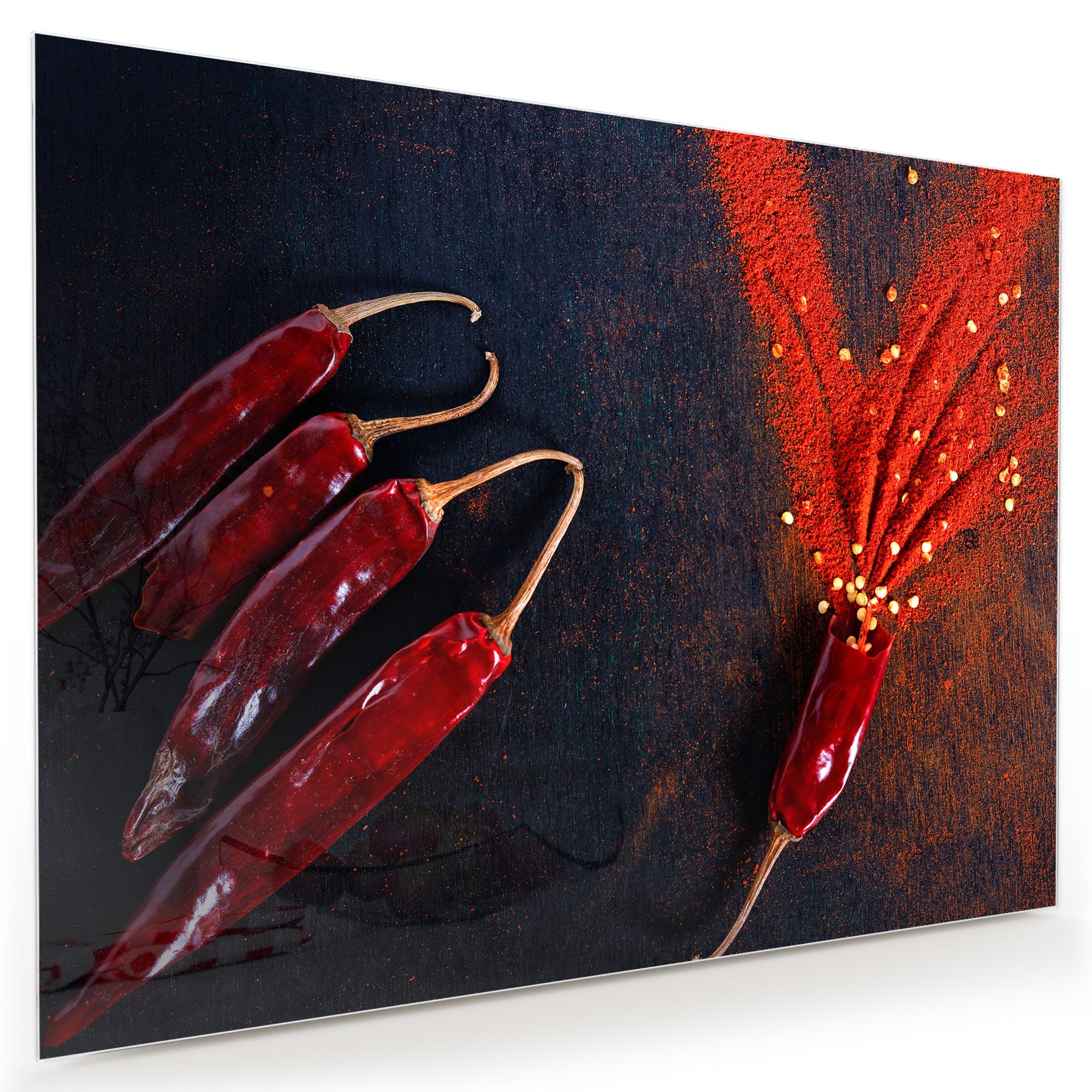 Wandbild - Chilipulver und Schoten