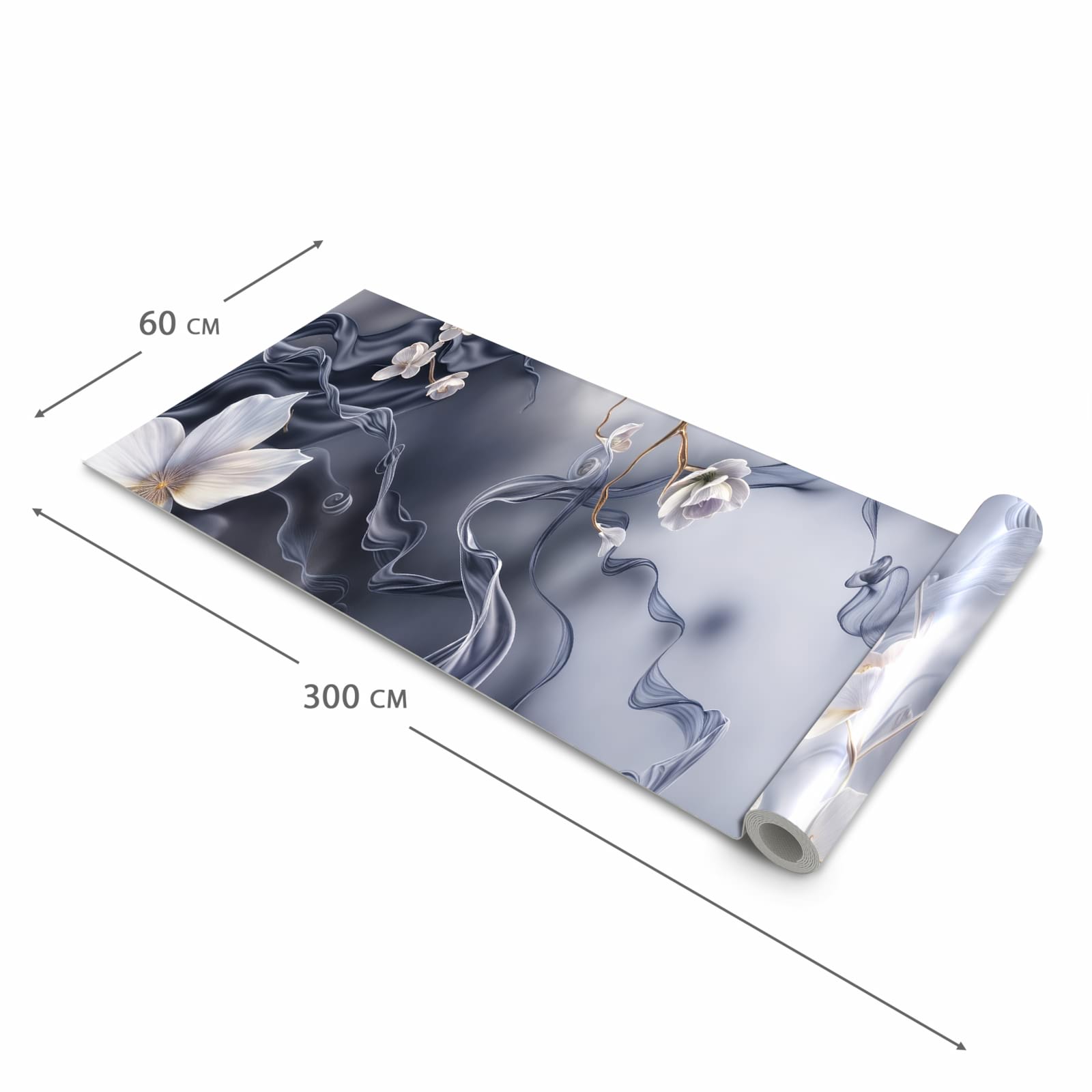 Schmutzabweisender Teppichläufer für die Küche mit Motiv Blumenwellen On Silk in der Grösse 80x250 cm