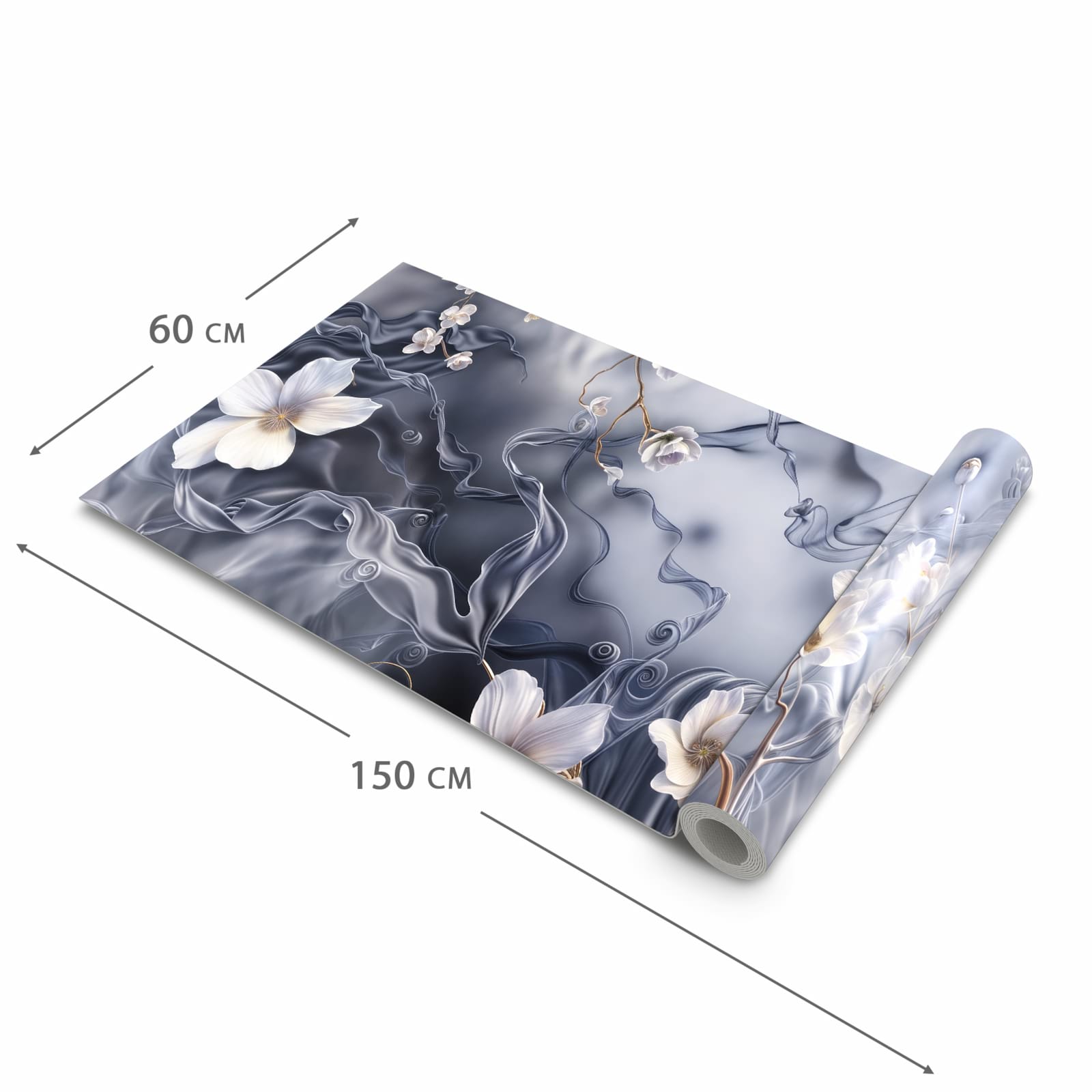 UV-beständiger Küchenvorleger mit Motiv Blumenwellen On Silk in der Größe 80x250 cm