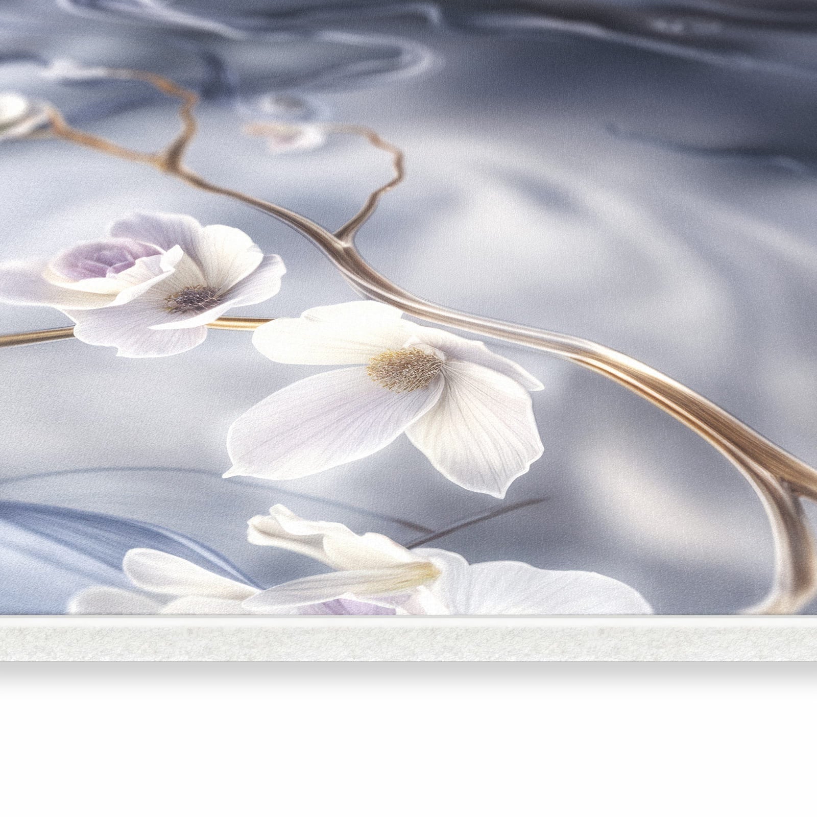 Rutschfester Küchenteppich mit Motiv Blumenwellen On Silk in seitlicher Ansicht für Komfort