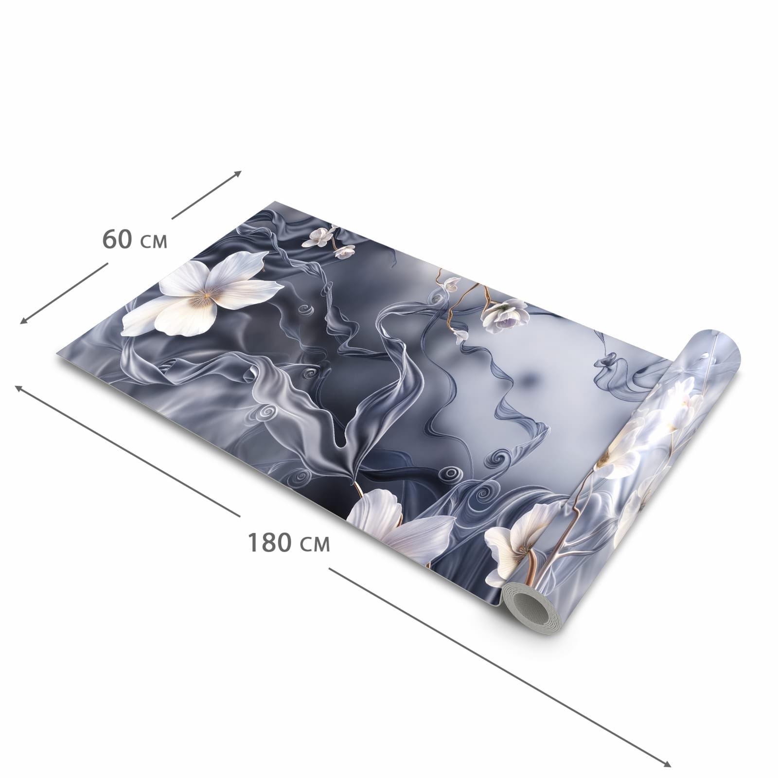 Waschbarer Küchenteppich mit Motiv Blumenwellen On Silk in der Größe 80x250 cm für Trittkomfort
