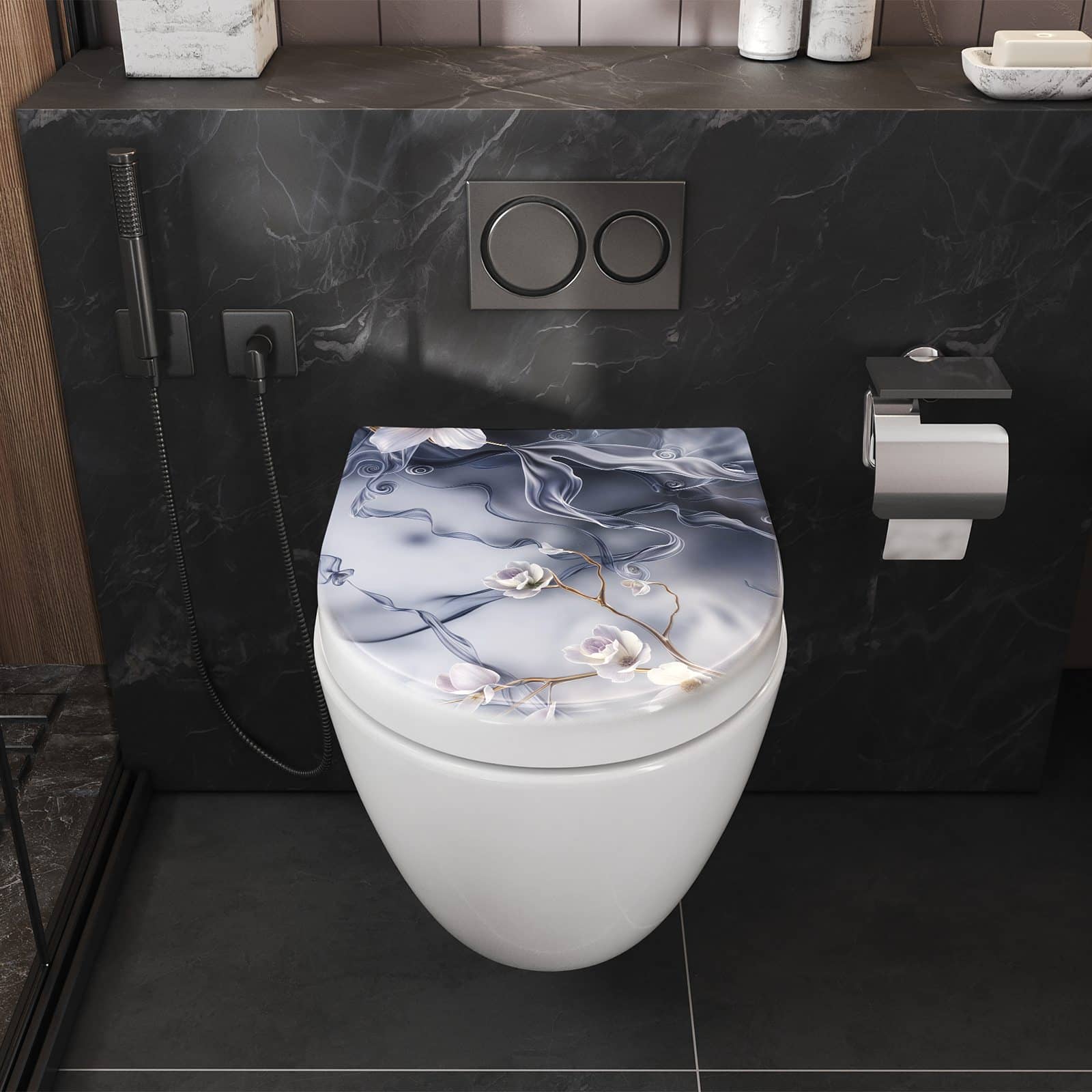 WC-Sitz mit Absenkautomatik Blumenwellen On Silk