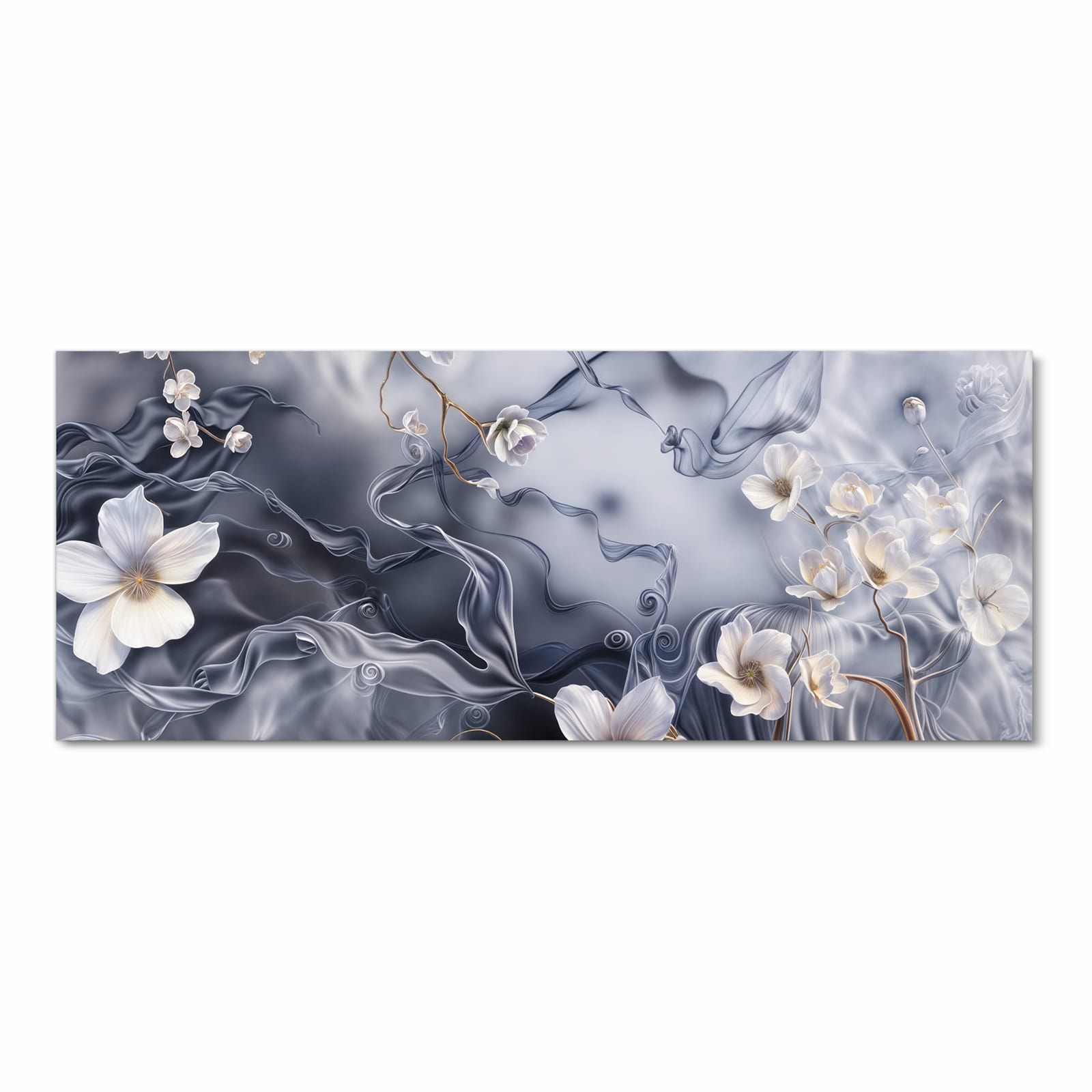 Wasserabweisender Küchenteppich mit Motiv Blumenwellen On Silk in Frontansicht