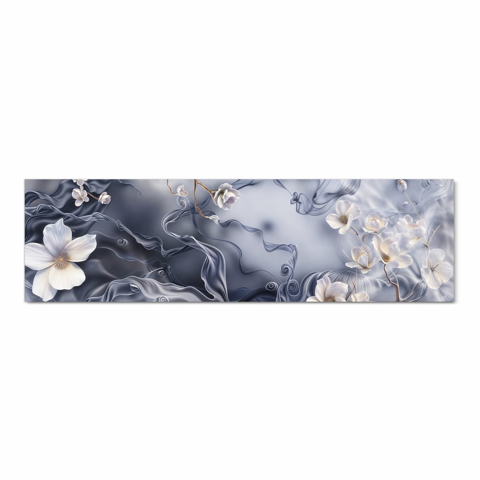 Komfortabler rutschfester Küchenläufer mit Motiv Blumenwellen On Silk in Frontansicht