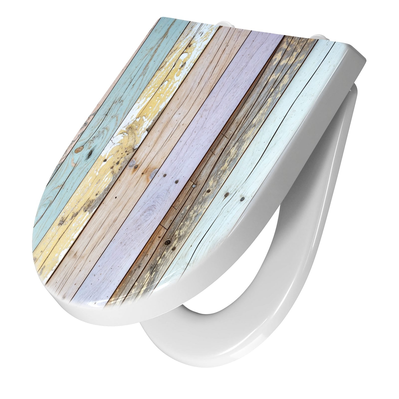 WC-Sitz mit Absenkautomatik Bunte Holzplanken