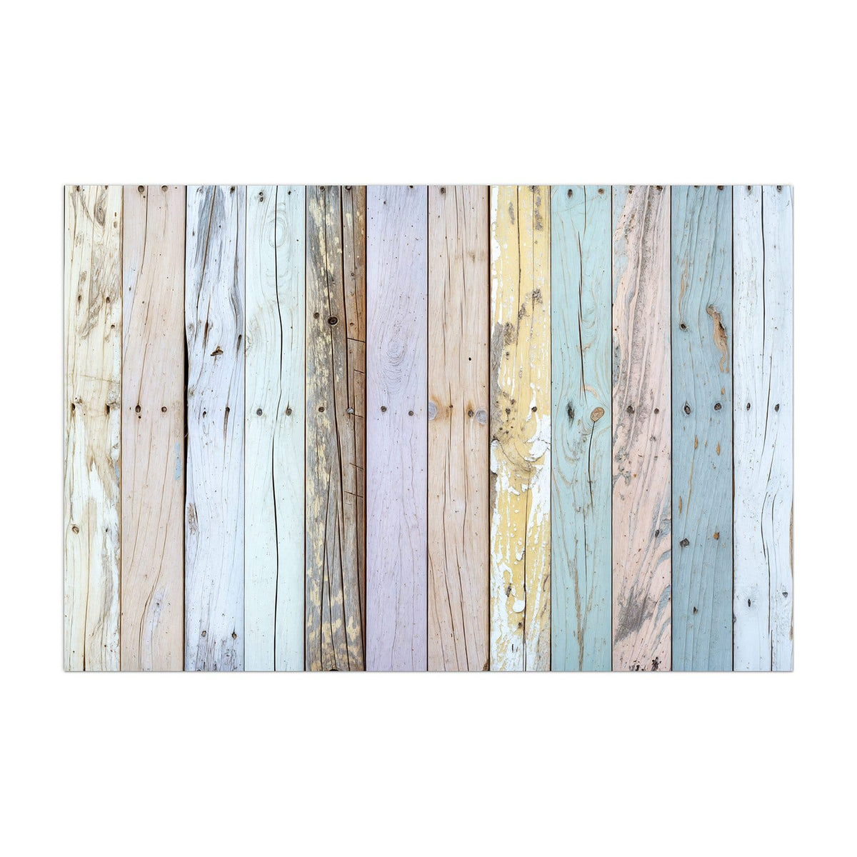 Küchenrückwand aus Glas Holzbretter in Pastell im Hochformat, Motiv bildfüllend von vorn