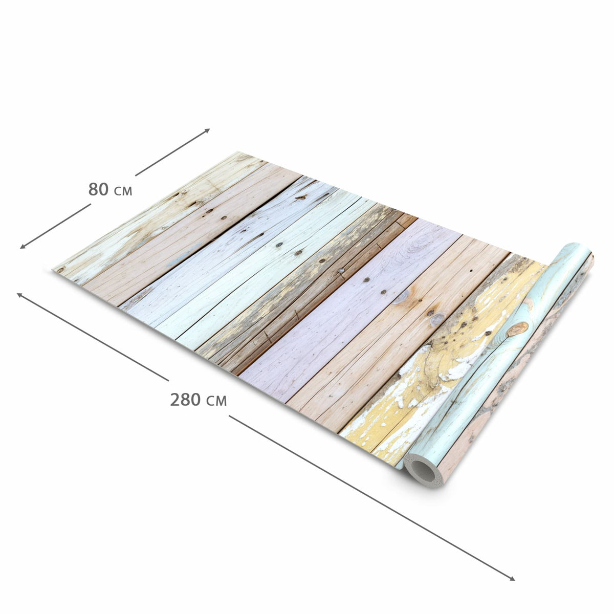 UV-beständiger Küchenläufer mit Motiv Bunte Holzplanken in der Grösse 90x240 cm