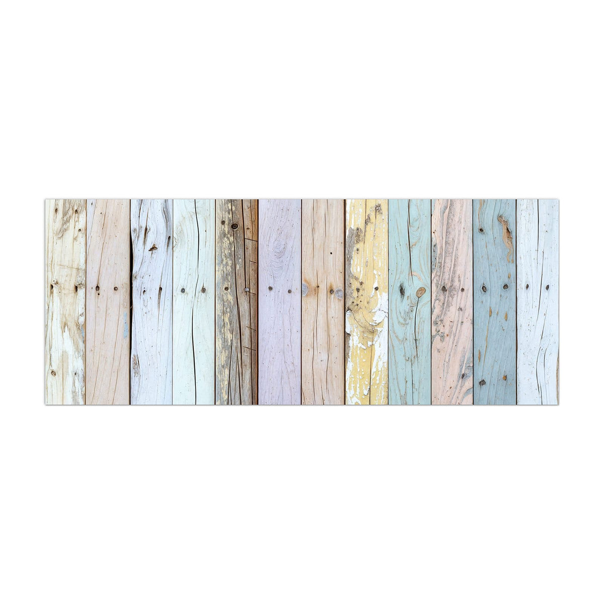 Küchenrückwand aus Glas Holzbretter in Pastell im Hochformat, Motiv bildfüllend von vorn