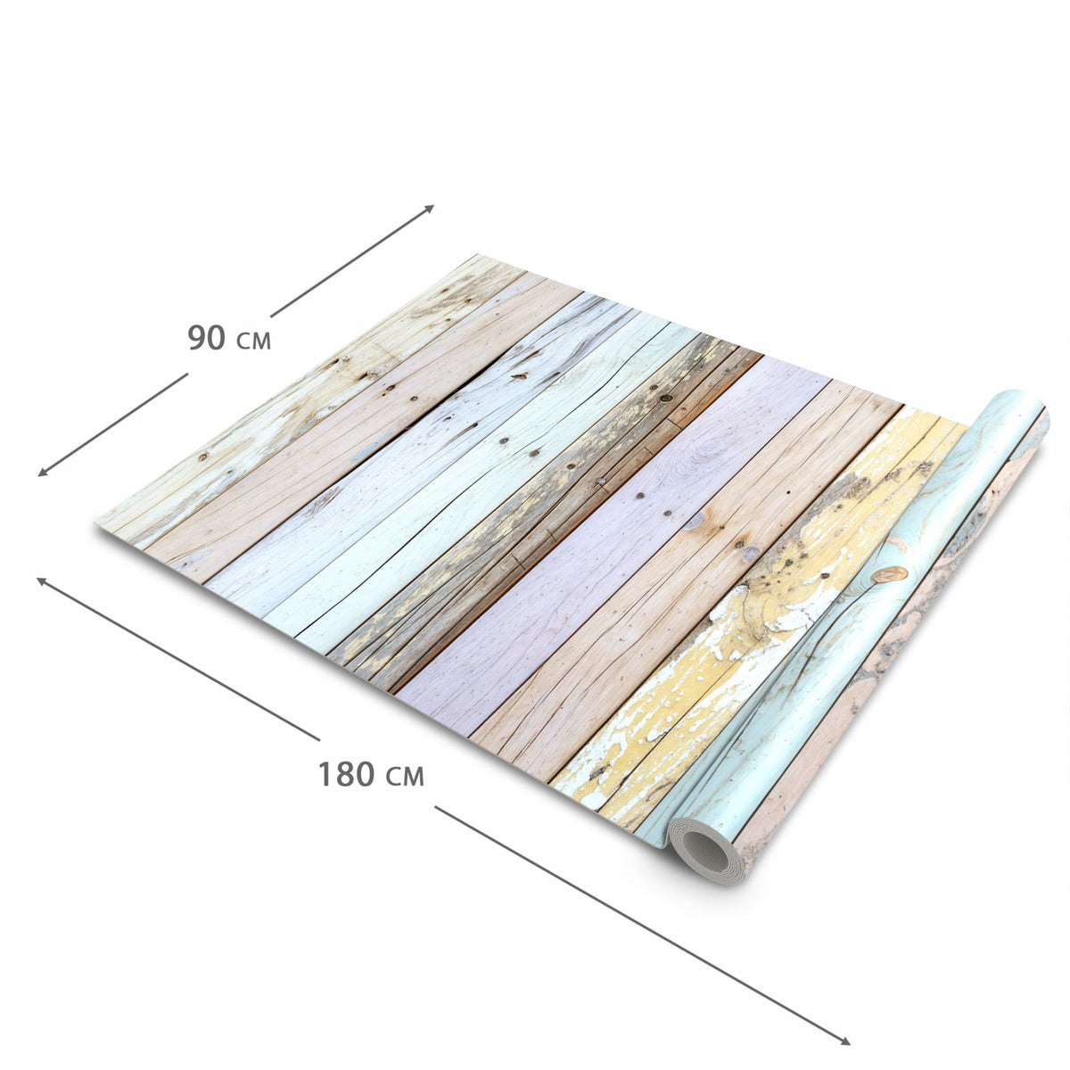 Wasserabweisender waschbarer Küchenläufer mit Motiv Bunte Holzplanken in der Grösse 90x240 cm