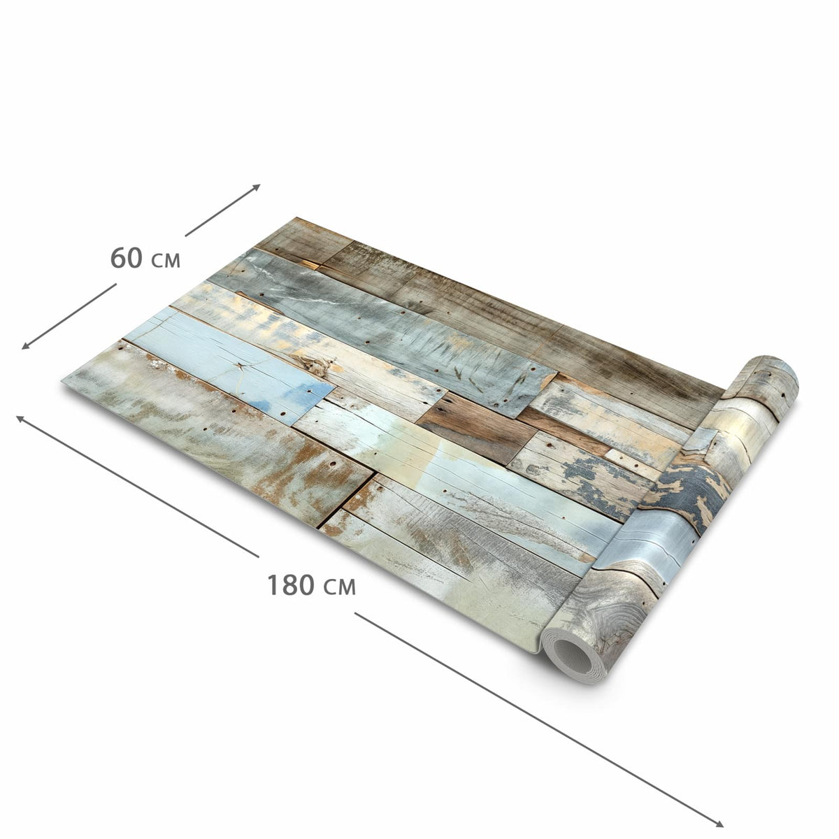 Pflegeleichter Küchenläufer mit Motiv Alte Holzplanken in der Grösse 90x180 cm zum Waschen