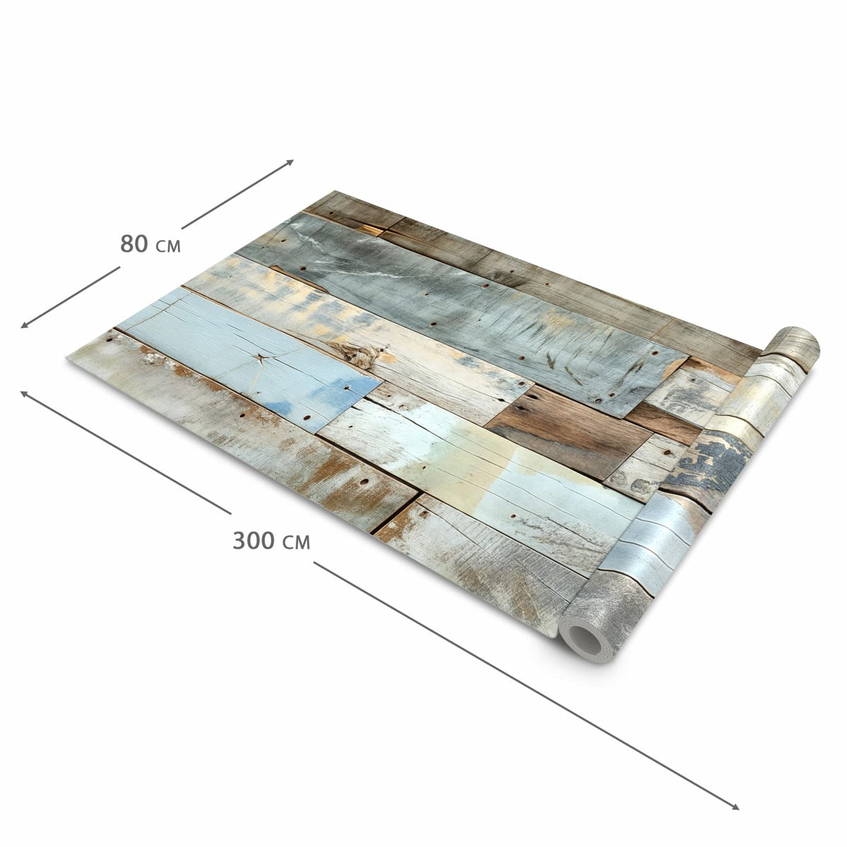 Langlebiger Teppich für die Küche mit Motiv Alte Holzplanken in der Grösse 90x180 cm
