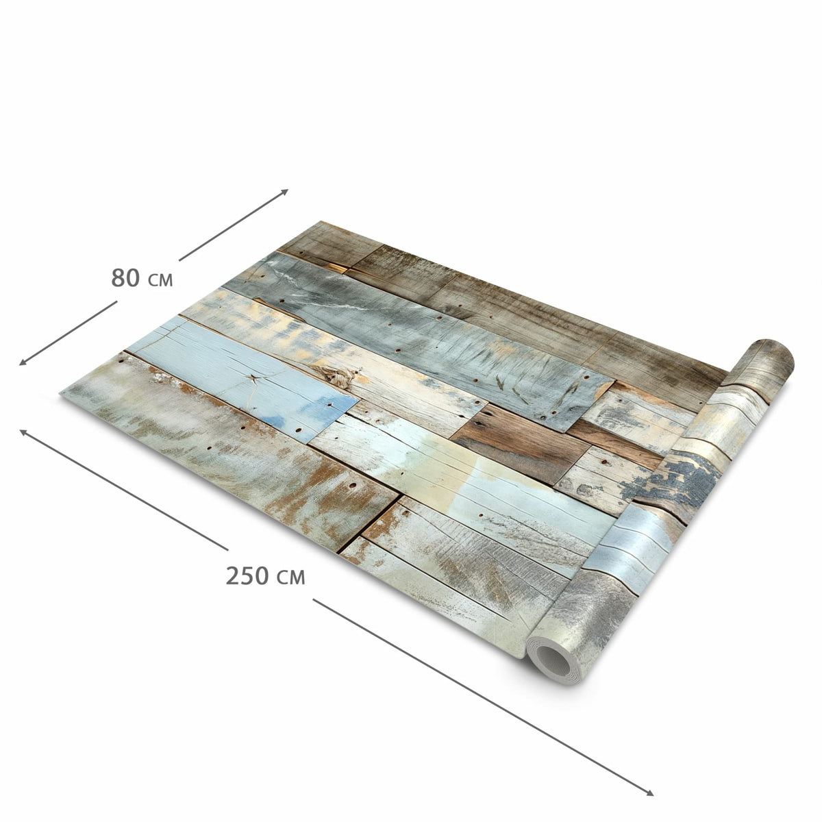 Strapazierfähiger Küchenteppich mit Motiv Alte Holzplanken in der Grösse 90x180 cm