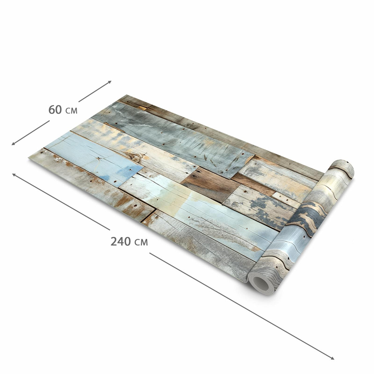 Komfortabler moderner Küchenläufer mit Motiv Alte Holzplanken in der Grösse 90x180 cm