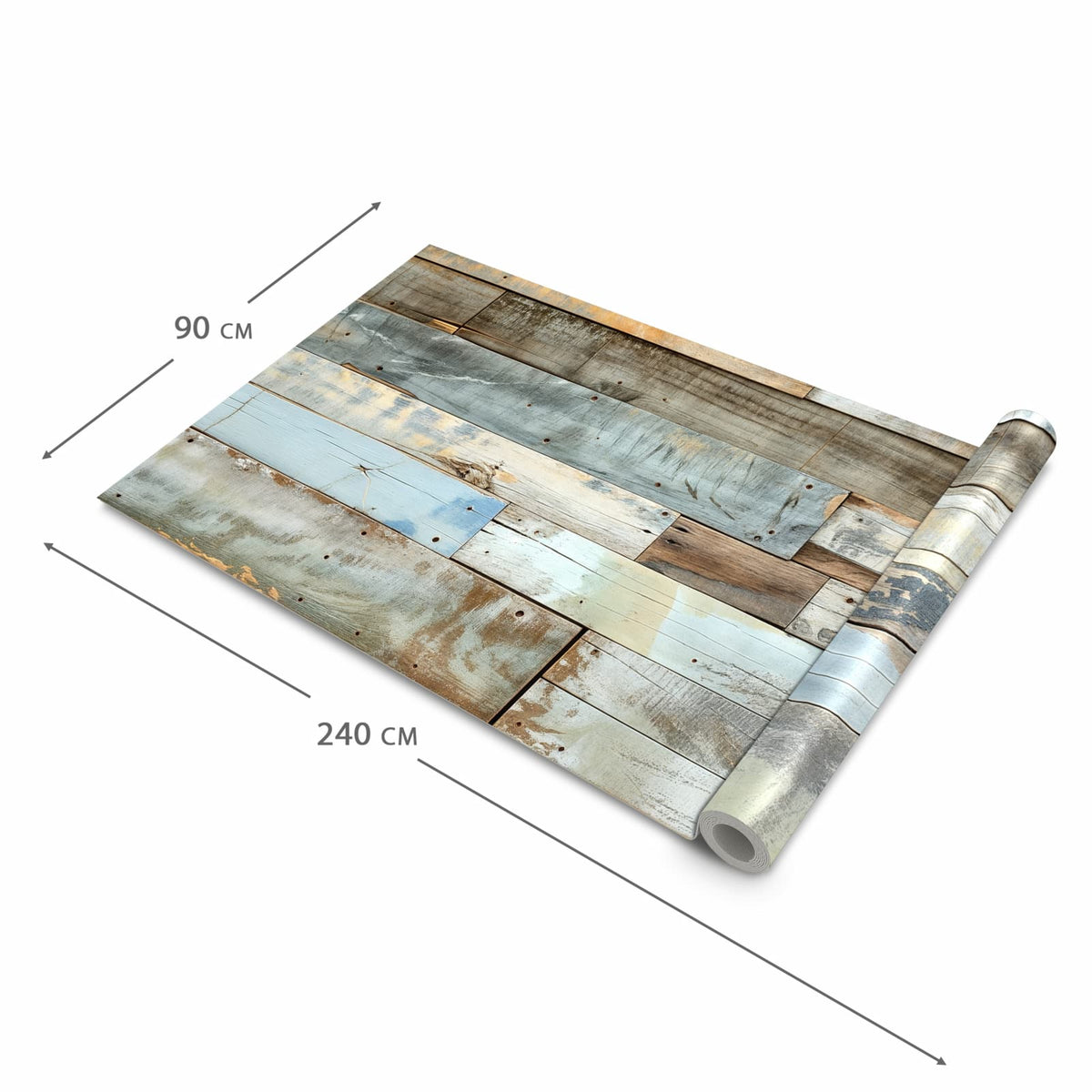 Feuchtigkeitsresistenter Küchenteppich mit Motiv Alte Holzplanken in der Grösse 90x180 cm