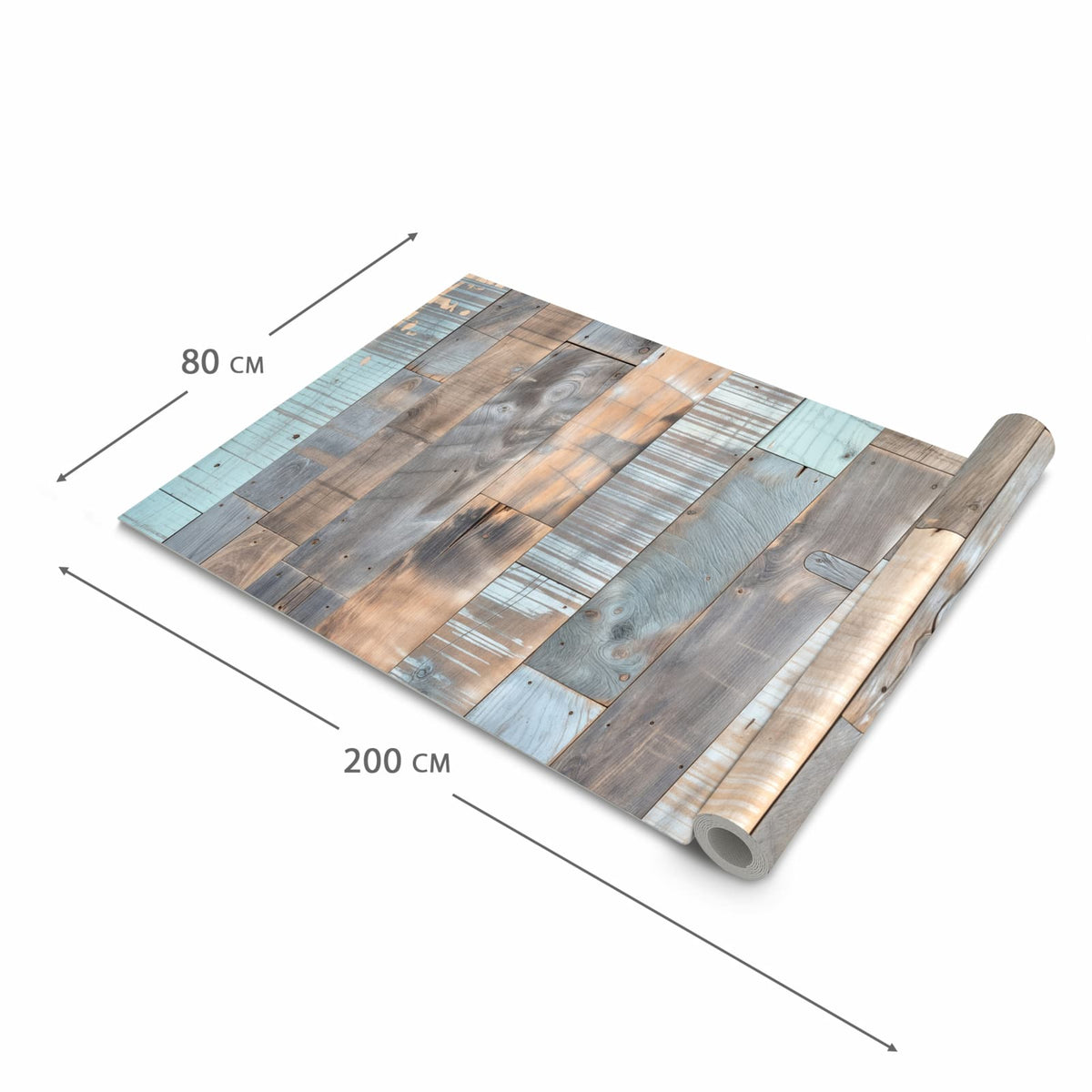 UV-beständiger Küchenläufer mit Motiv Holzplanken Vintage in der Grösse 90x180 cm