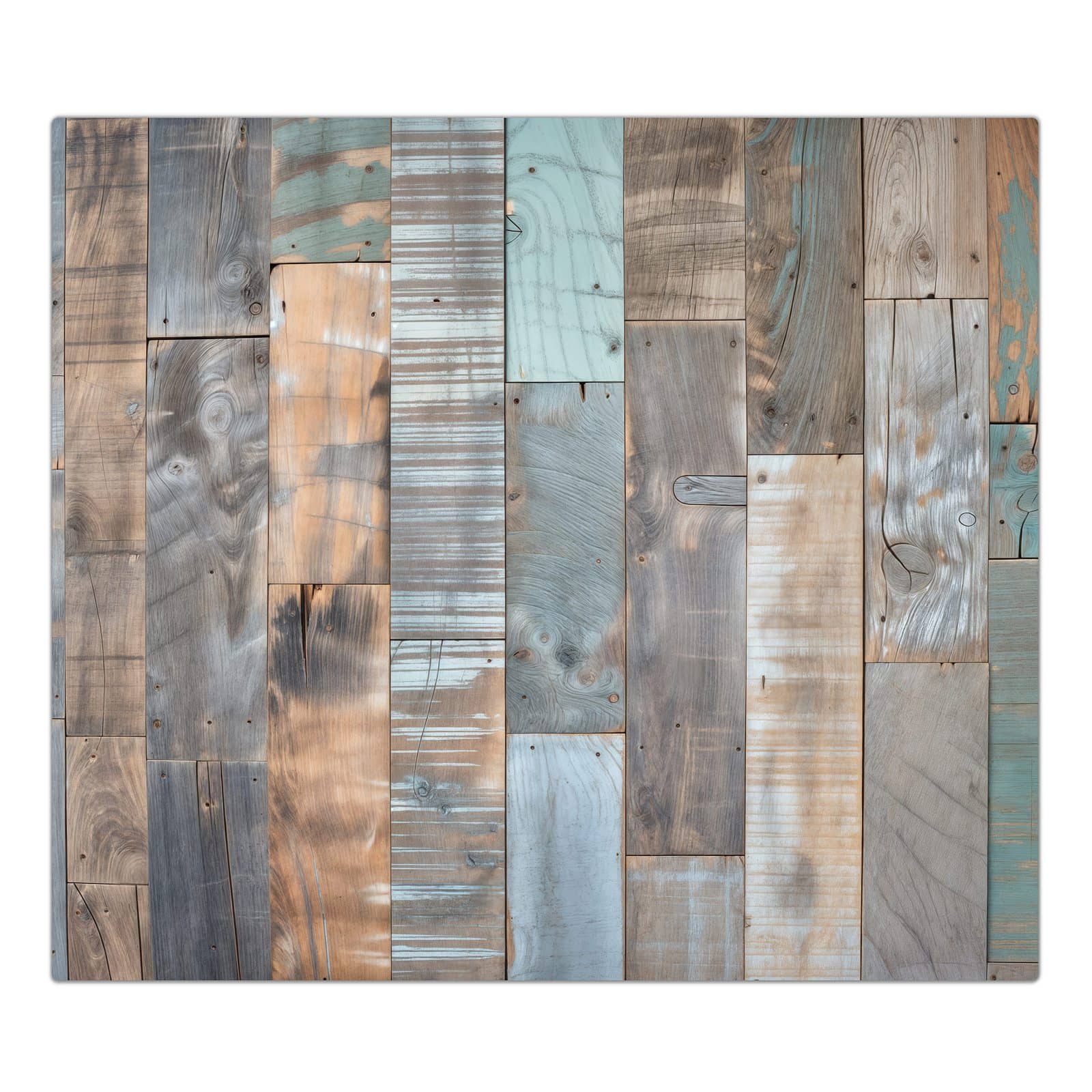 1-teilige Kochfeldabdeckung mit Holzplanken Vintage-Motiv in der Frontansicht