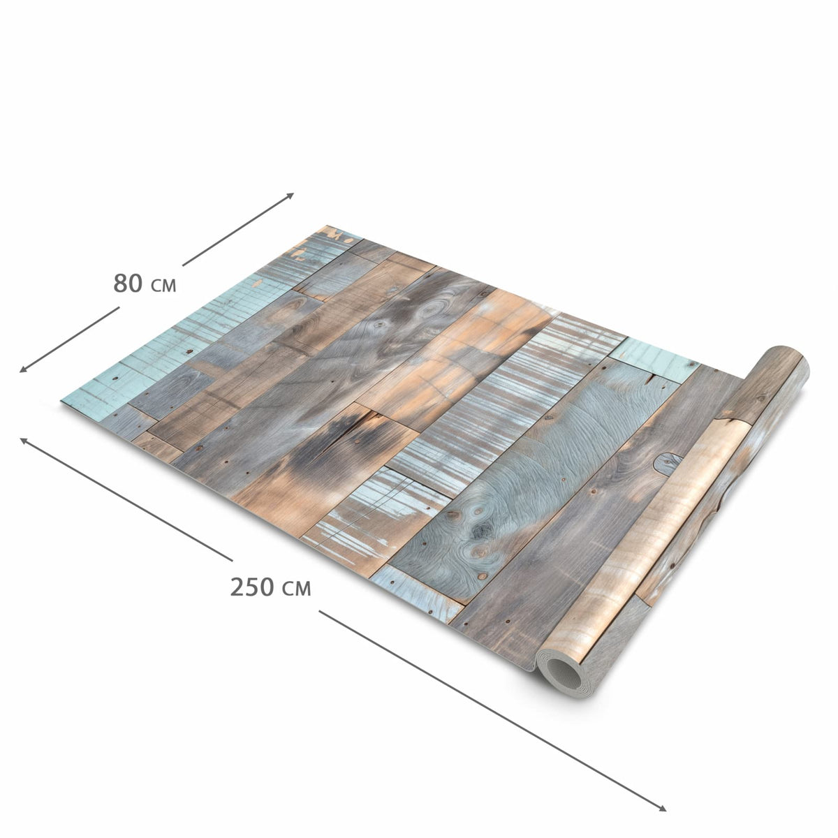 Rutschfester Küchenläufer mit Motiv Holzplanken Vintage in der Grösse 90x180 cm für Trittkomfort