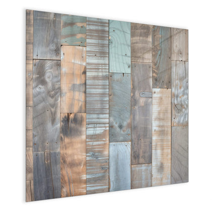 Magnettafel mit dem Motiv Patchwork aus Altholz