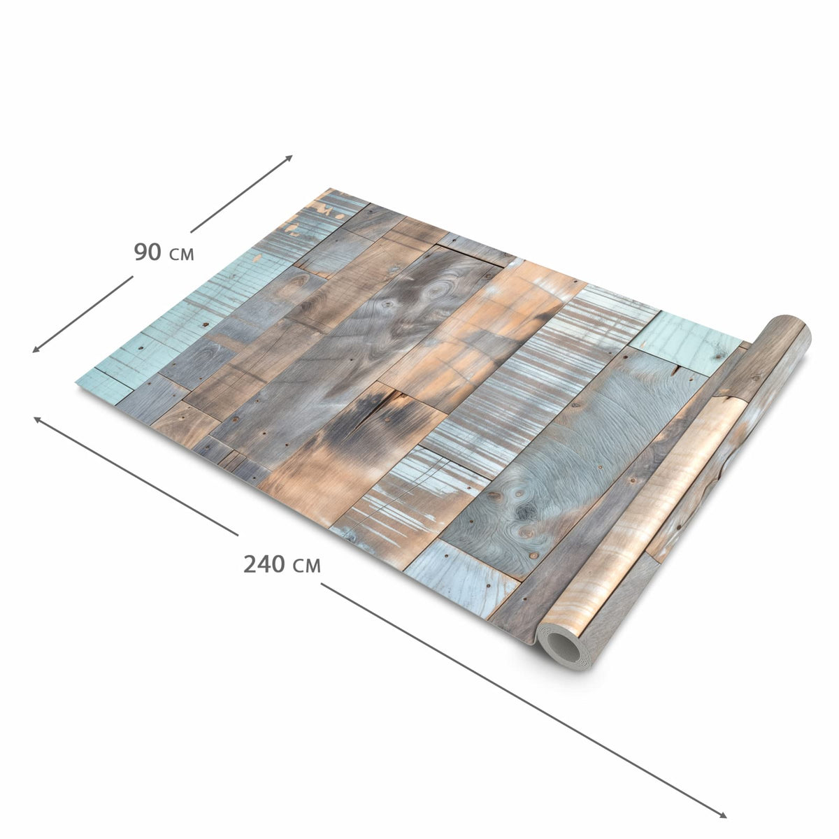Geruchsneutraler rutschfester Küchenläufer mit Motiv Holzplanken Vintage in der Größe 90x180 cm