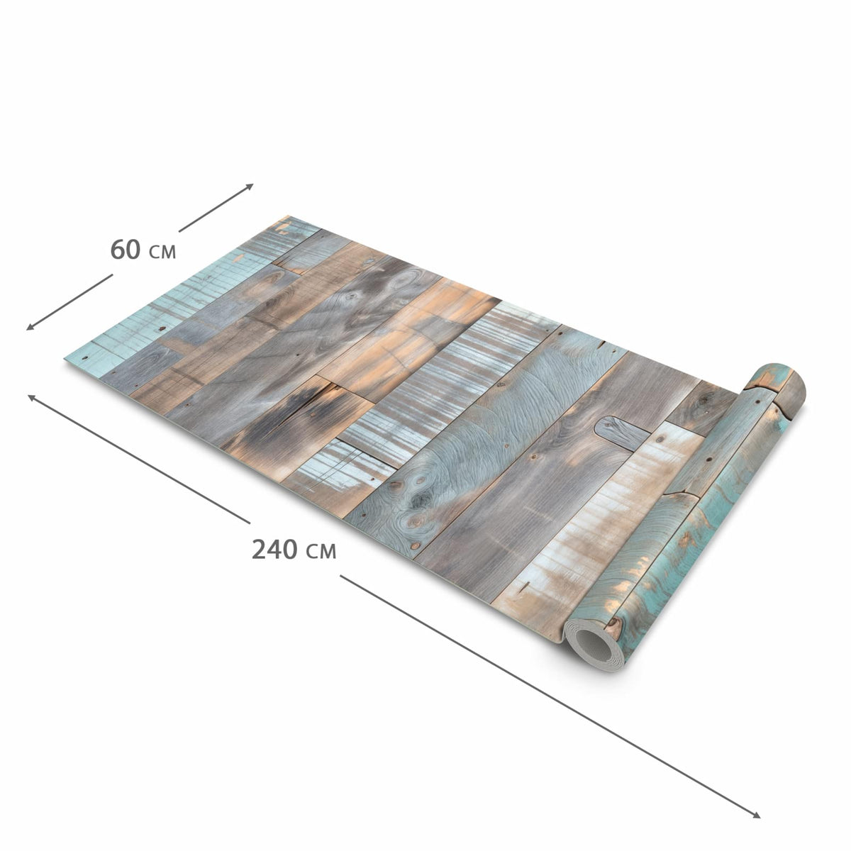 Rutschfester Küchenteppich mit Motiv Holzplanken Vintage in der Grösse 80x300 cm für sicheres Aufbewahren