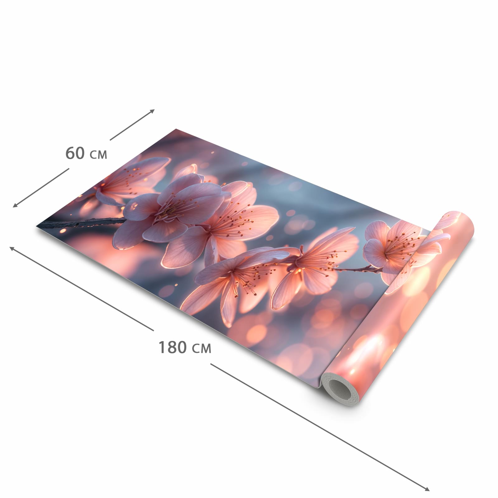 Rutschfester dünner Küchenteppich mit Motiv Blühender Zweig in der Größe 80x300 cm