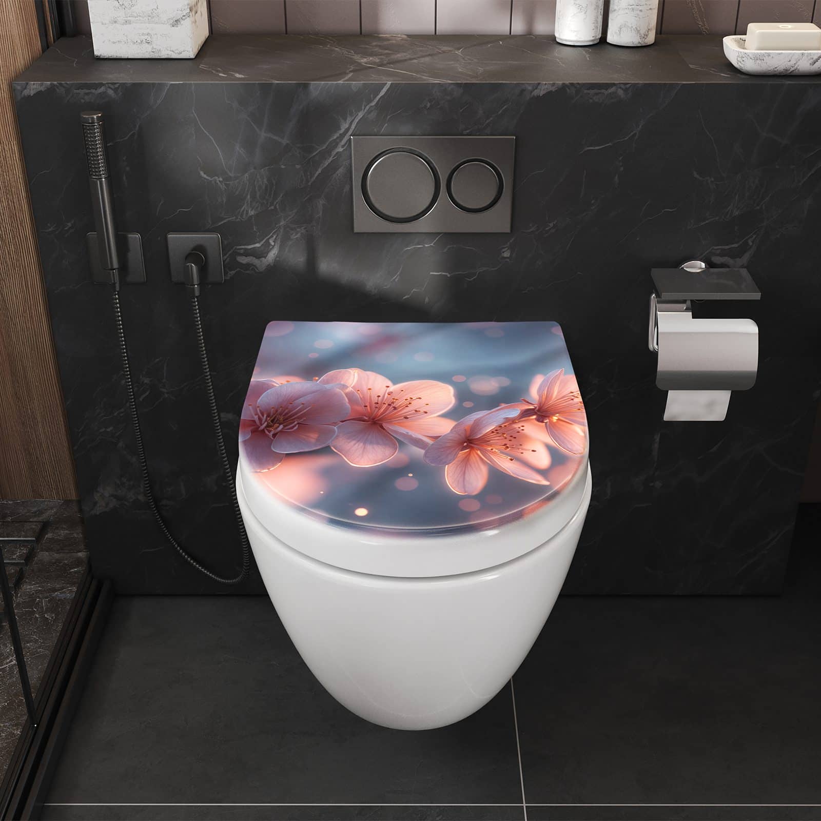 WC-Sitz mit Absenkautomatik Blühender Zweig