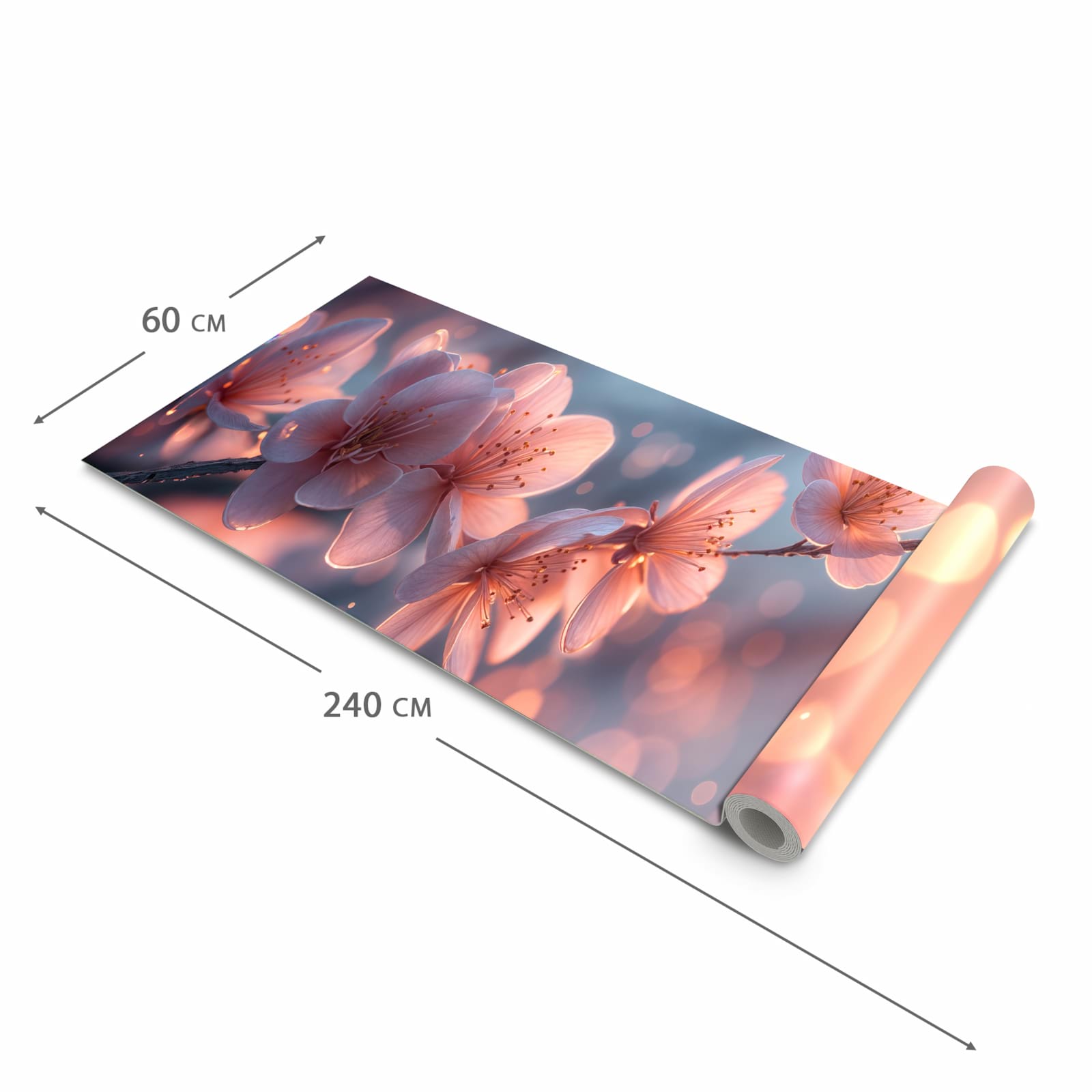 Waschbarer Teppich fürs Esszimmer mit Motiv Blühender Zweig in der Größe 80x300 cm