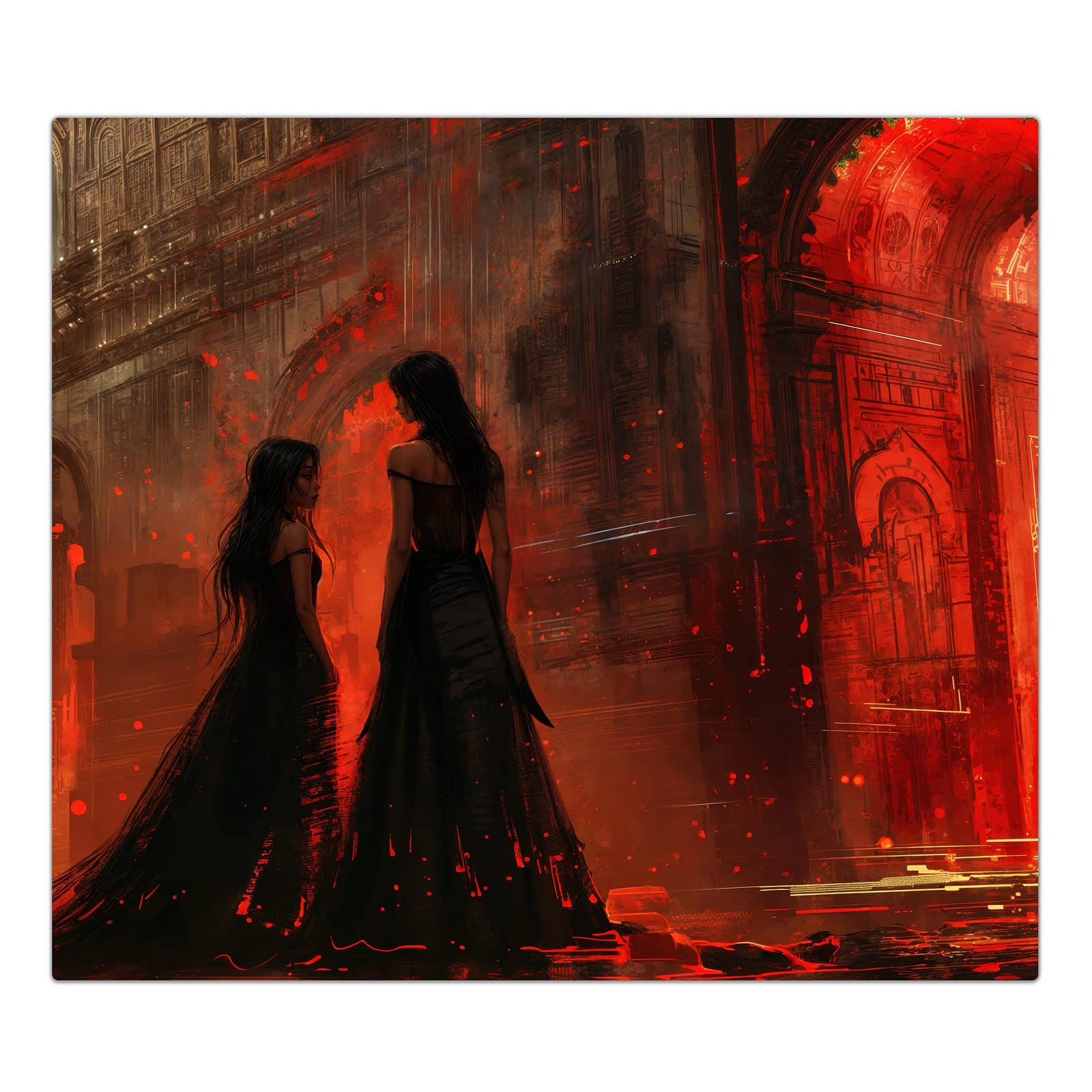 1-teilige Herdabdeckplatte Induktion mit Feuerpalast-Motiv in der Frontansicht #grösse_1-Teilig (60x52cm)