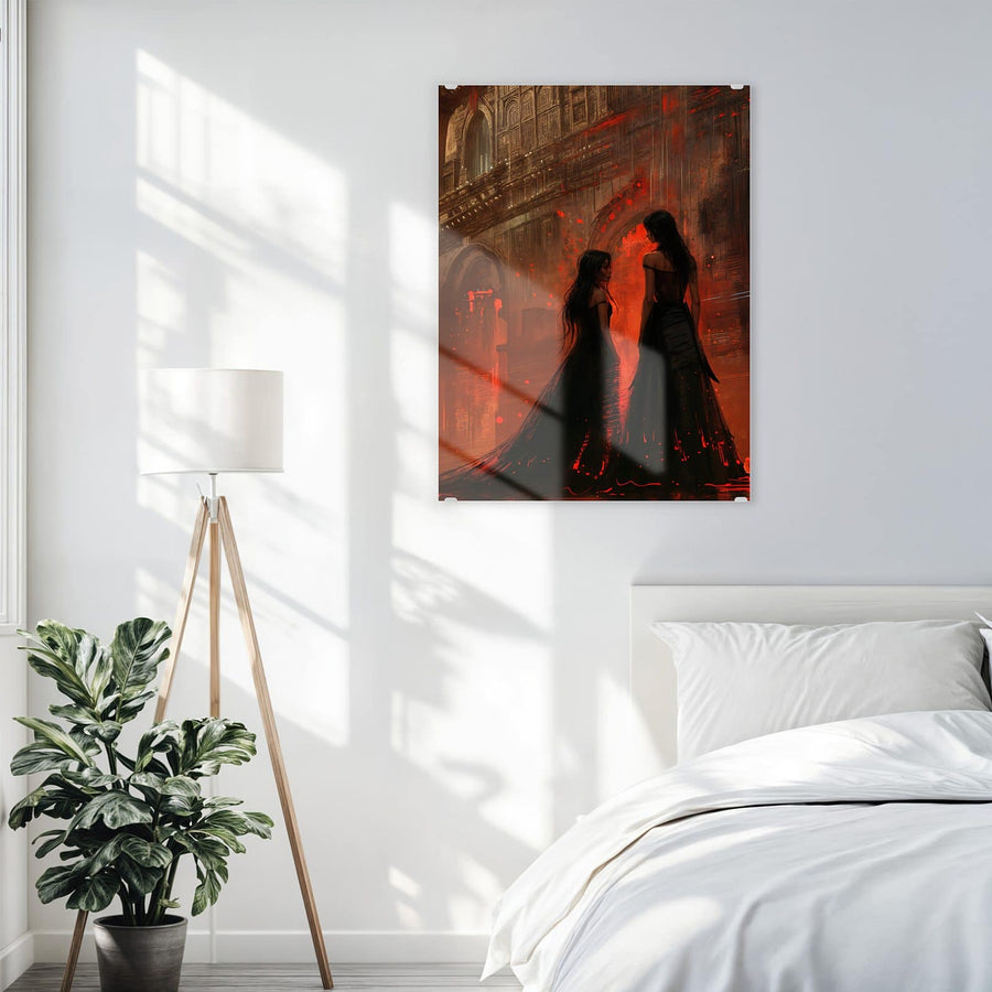 Maße Wandbild - Frauen im roten Licht - Hochformat